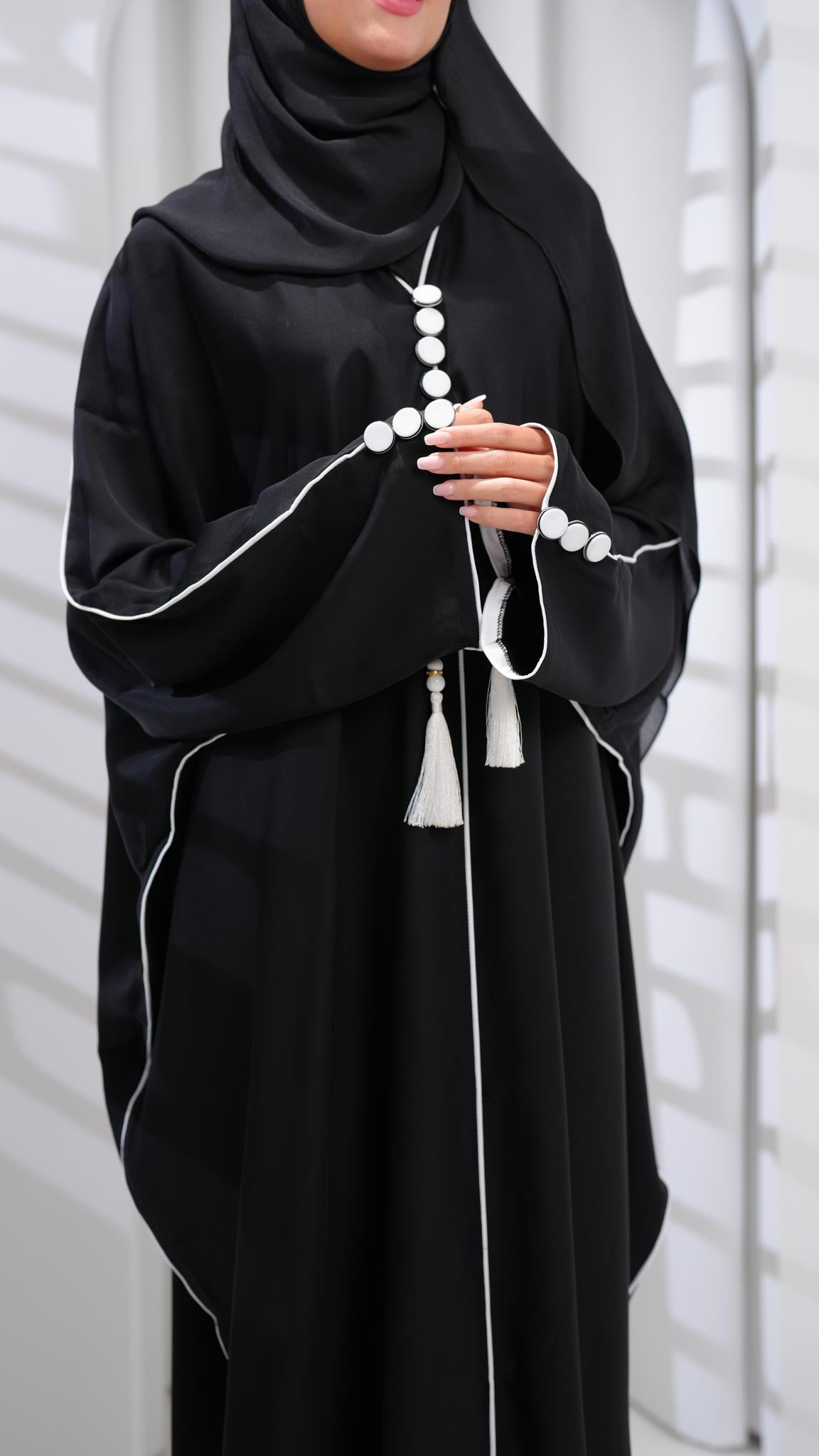 black butterfly khaliji abaya with tassels