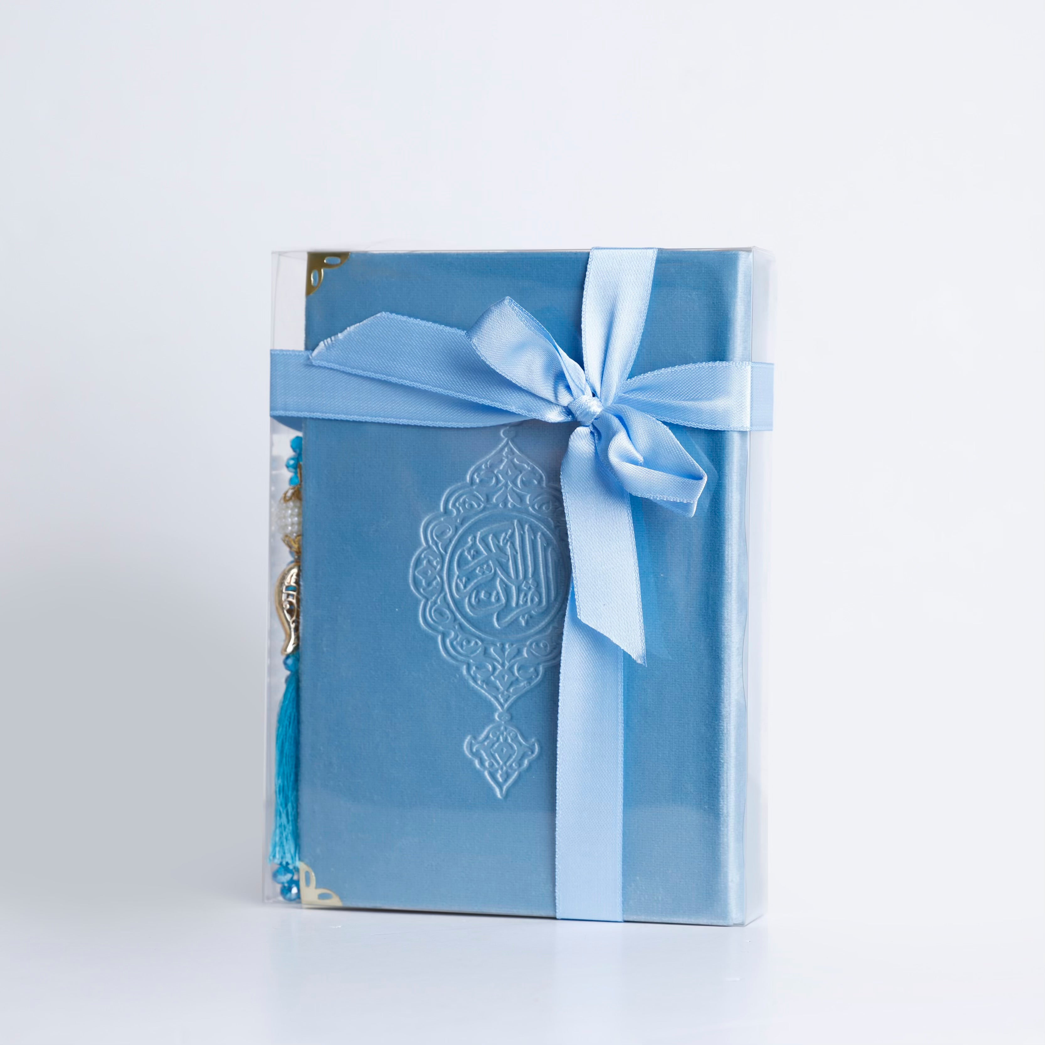 Blue Velvet Quran and Tasbih Set