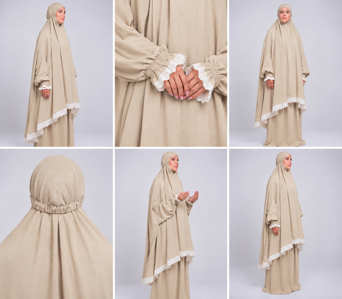 Beige Two Piece Prayer Gown
