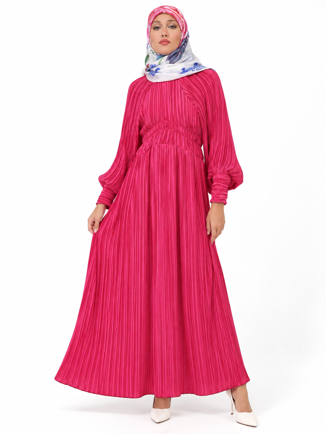 All Plisse Fuchsia Pink Dress