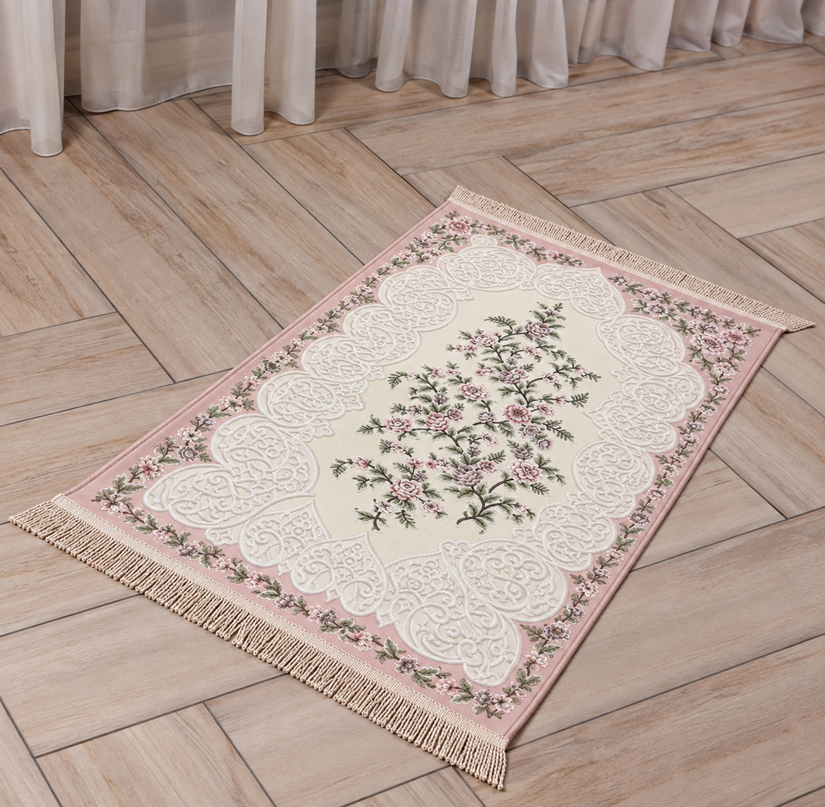Satin padded floral premium prayer mat