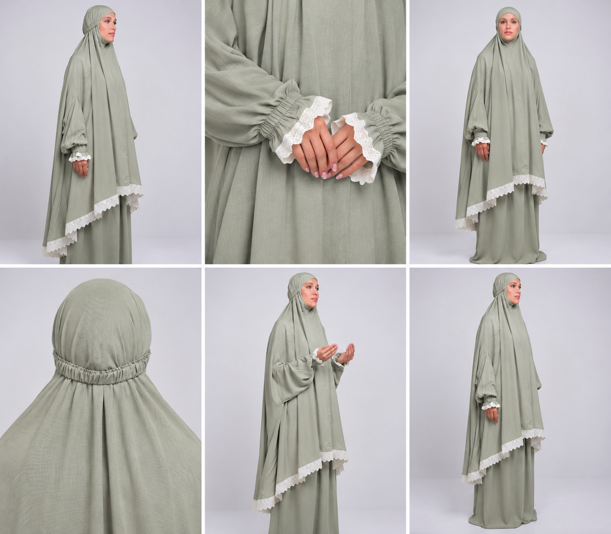 Light Olive Two Piece Prayer Gown