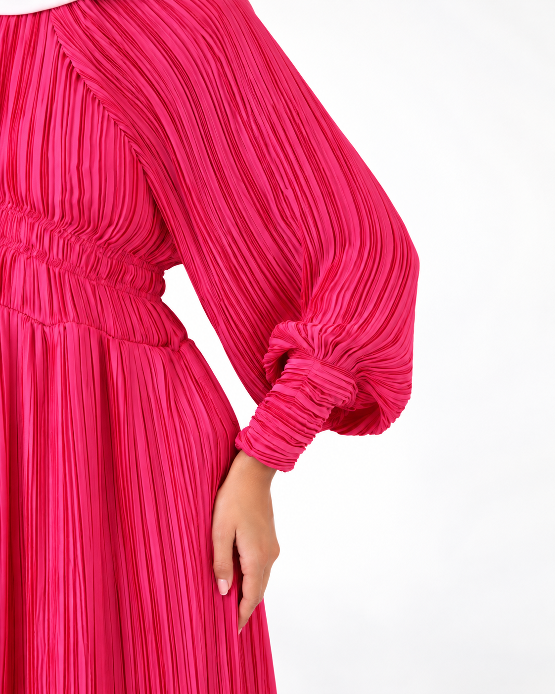 All Plisse Fuchsia Pink Dress