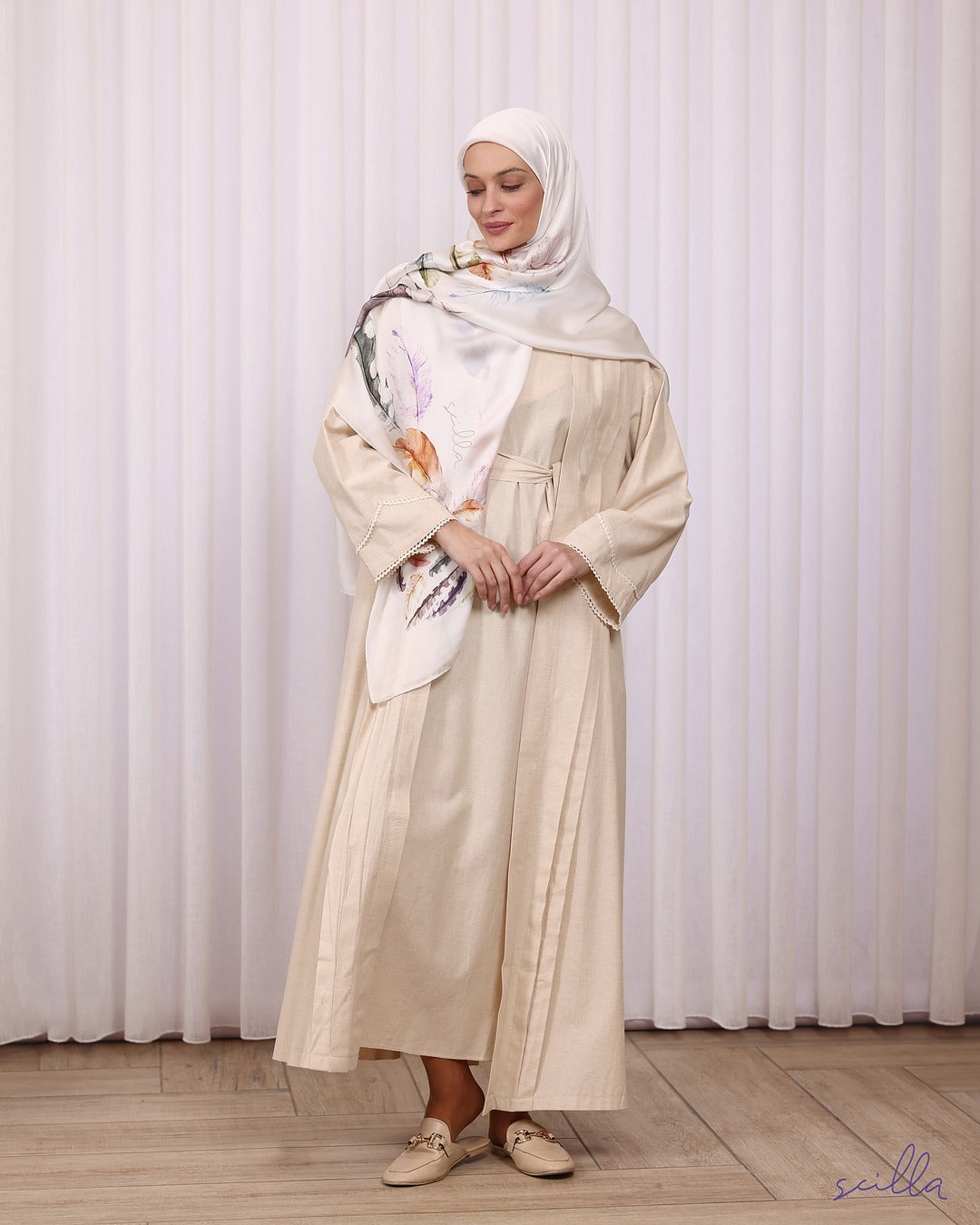 Beige Linen Twin Abaya