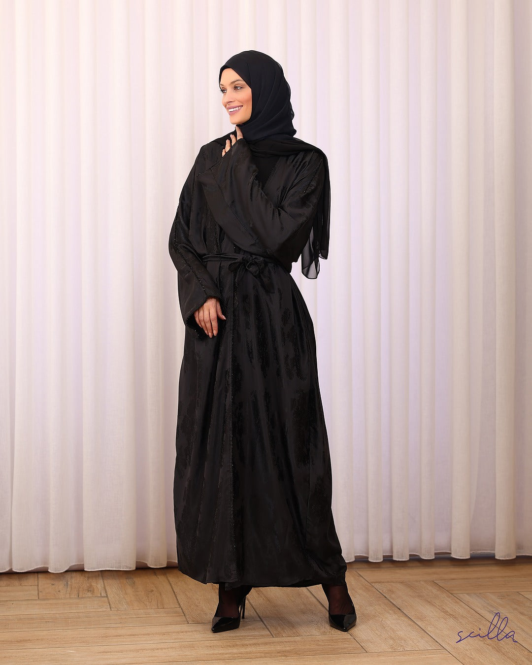 Black Jacquard Twin Abaya