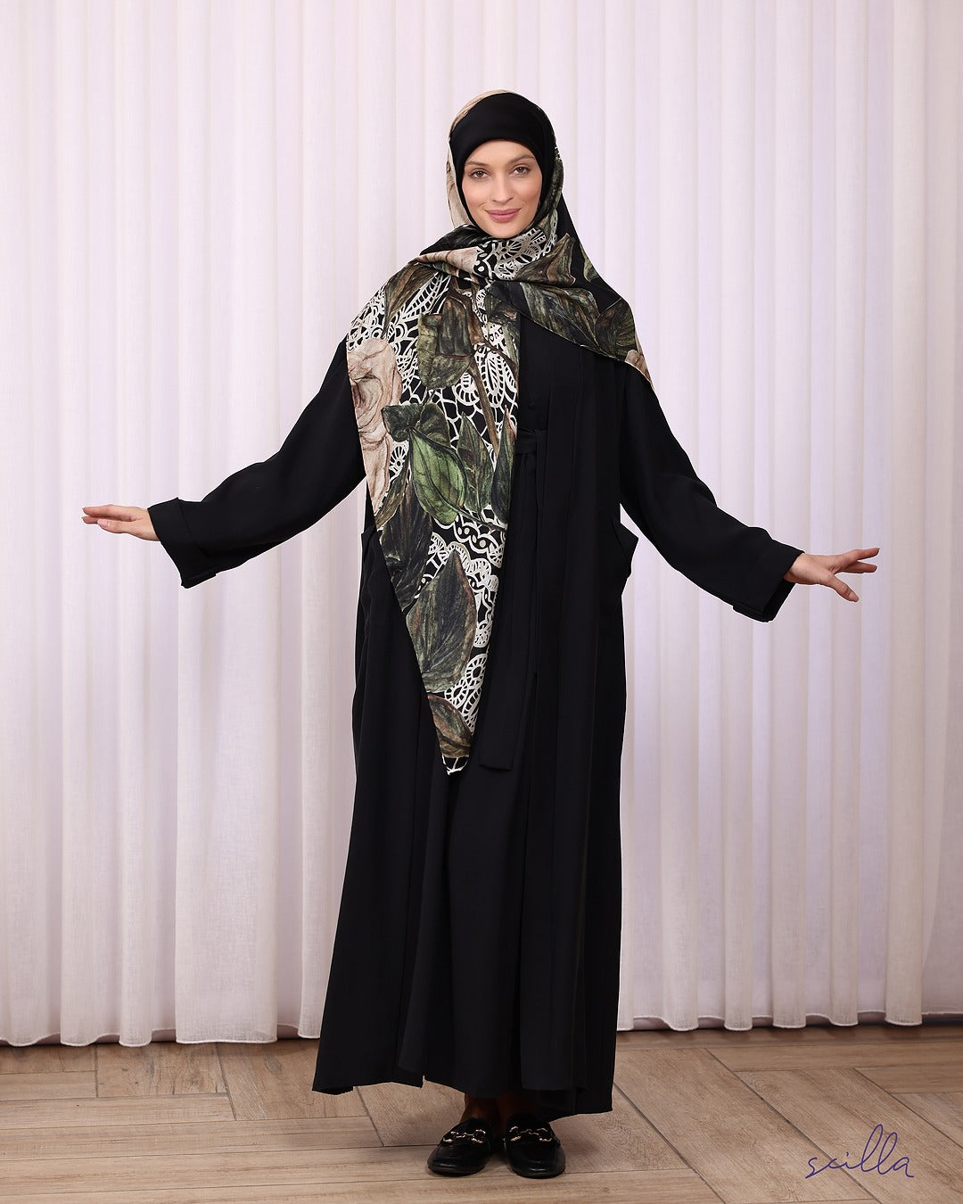 Black Linen Twin Abaya with Pocket