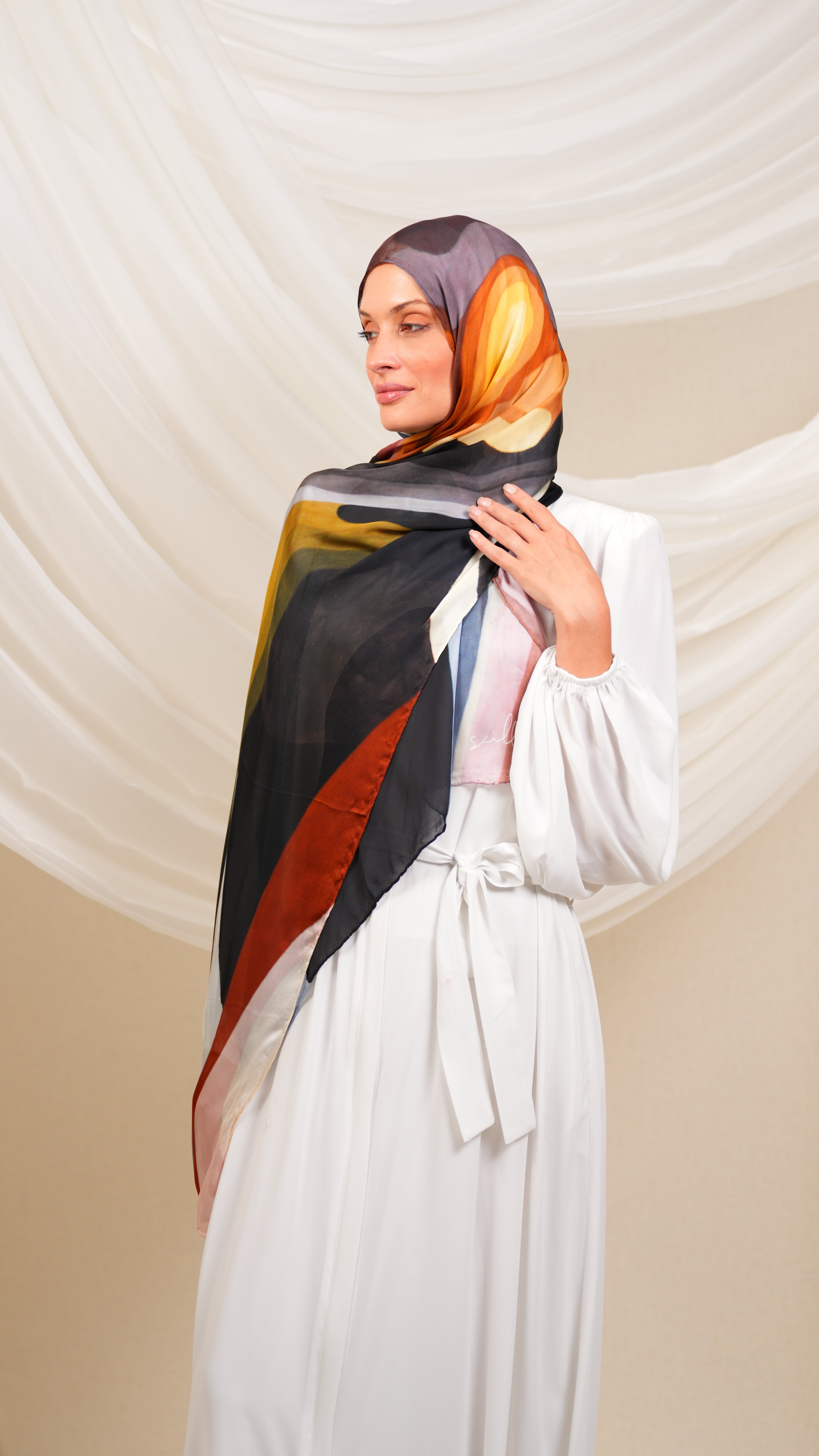 scilla Turkish silk shawl Dtr1