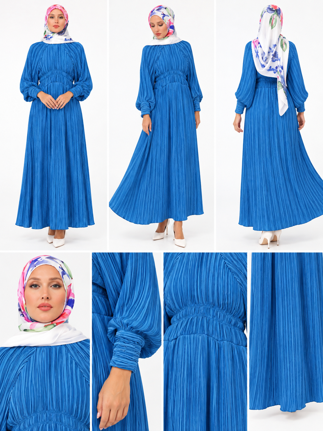 All Plisse Blue Dress