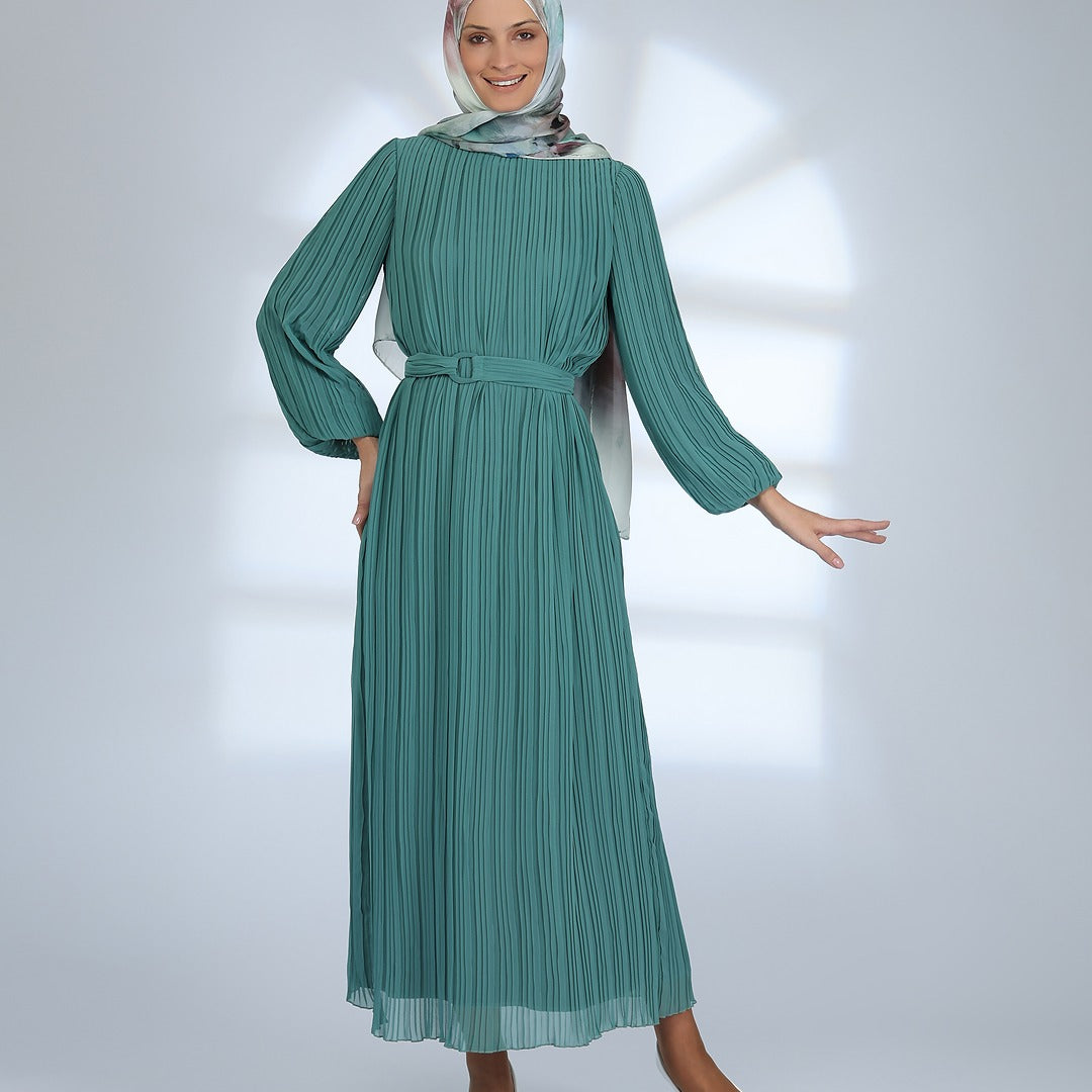 Green All-Plisse Abaya