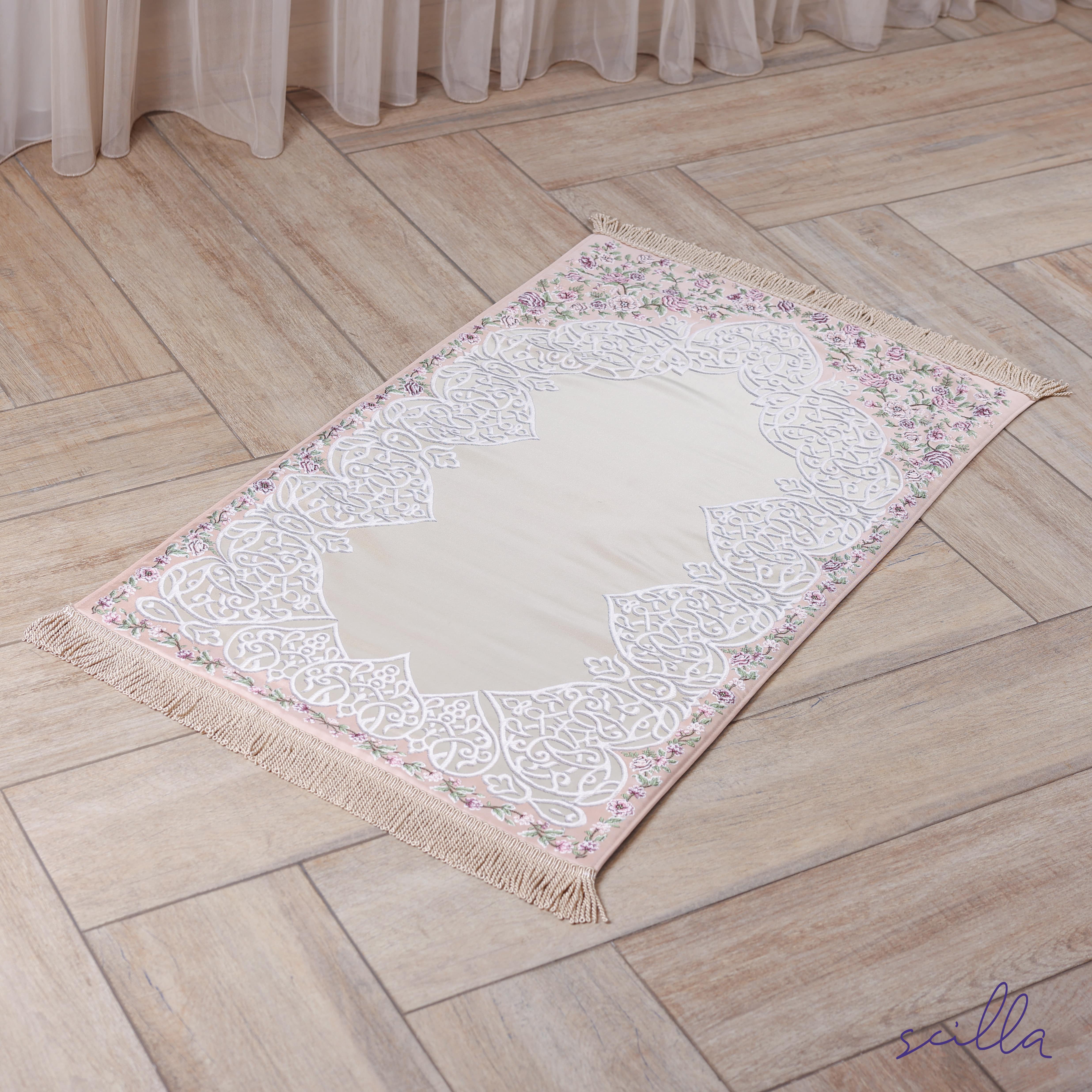 Satin Padded Floral Arabesque Premium Prayer Mat