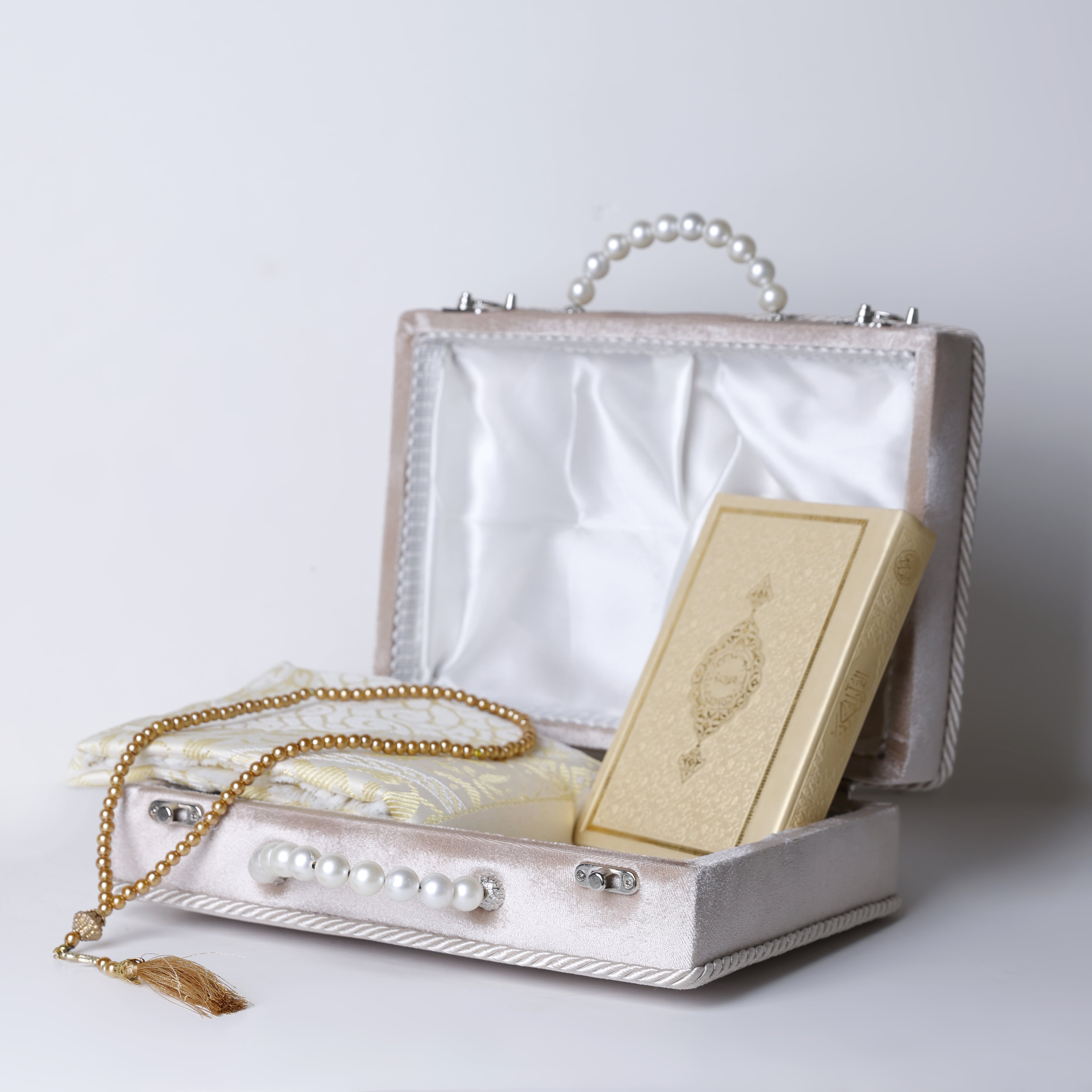 Gold Velvet Box with Pearls