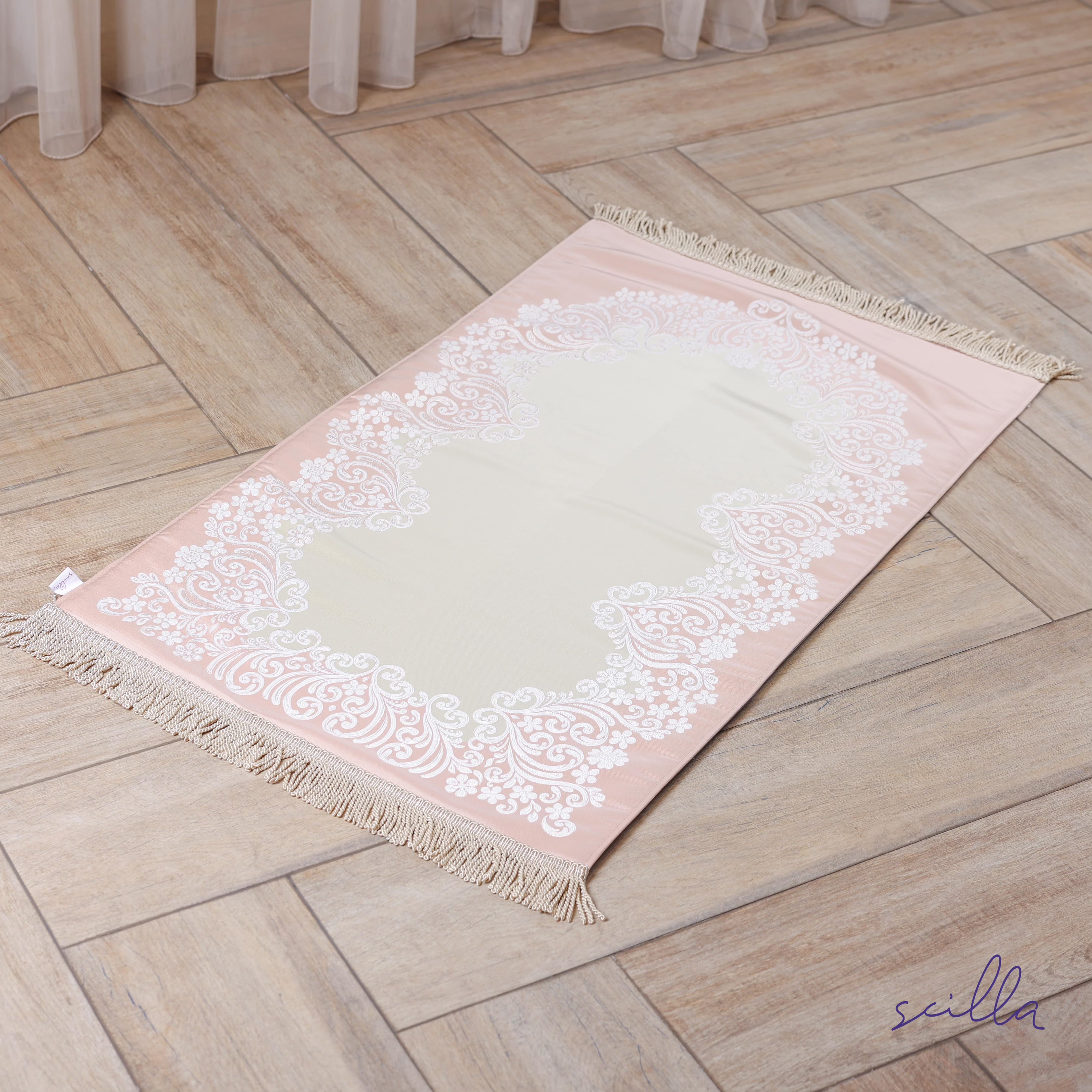 Satin Padded Lace Jacquard Premium Prayer Mat
