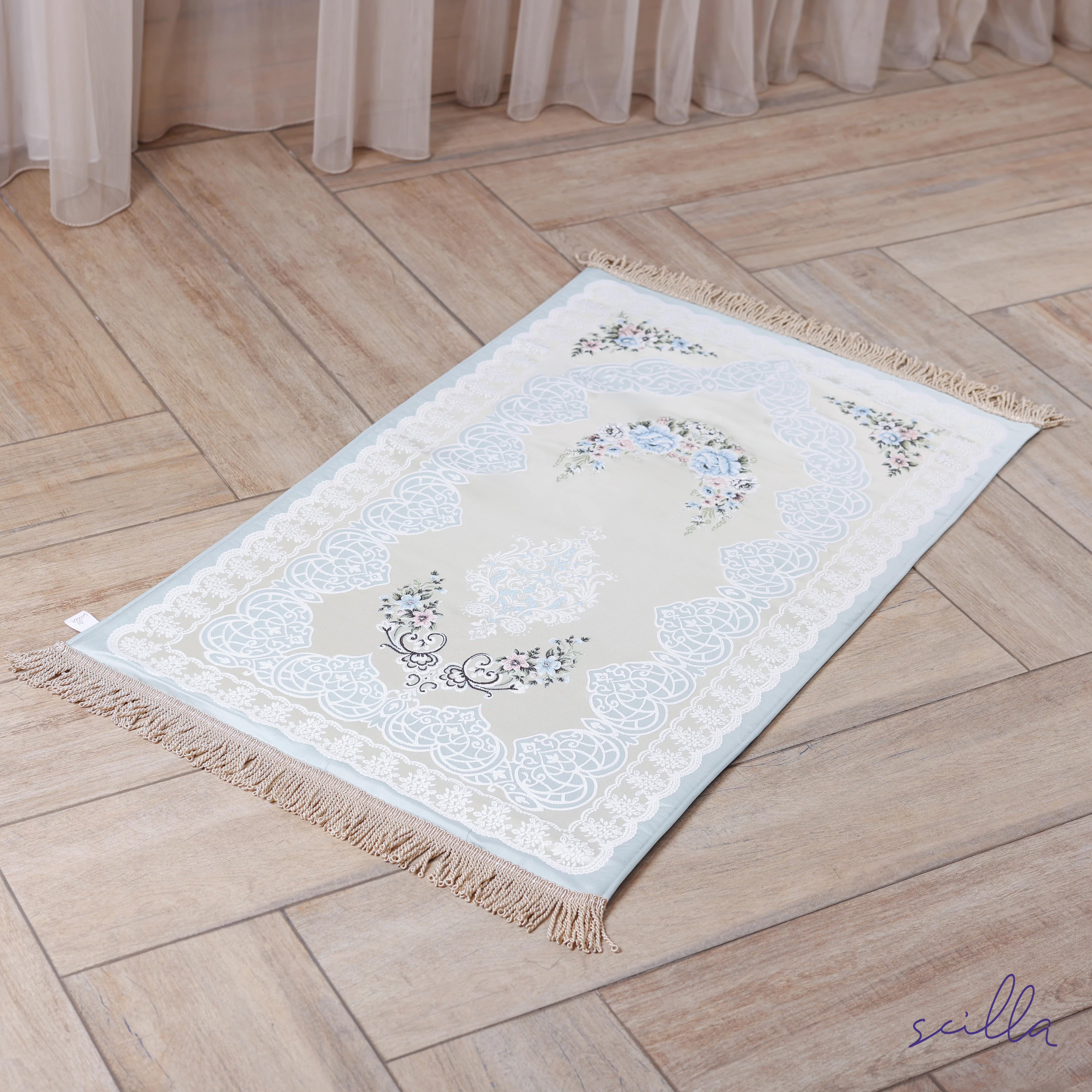 Satin Padded Floral Lace Premium Prayer Mat