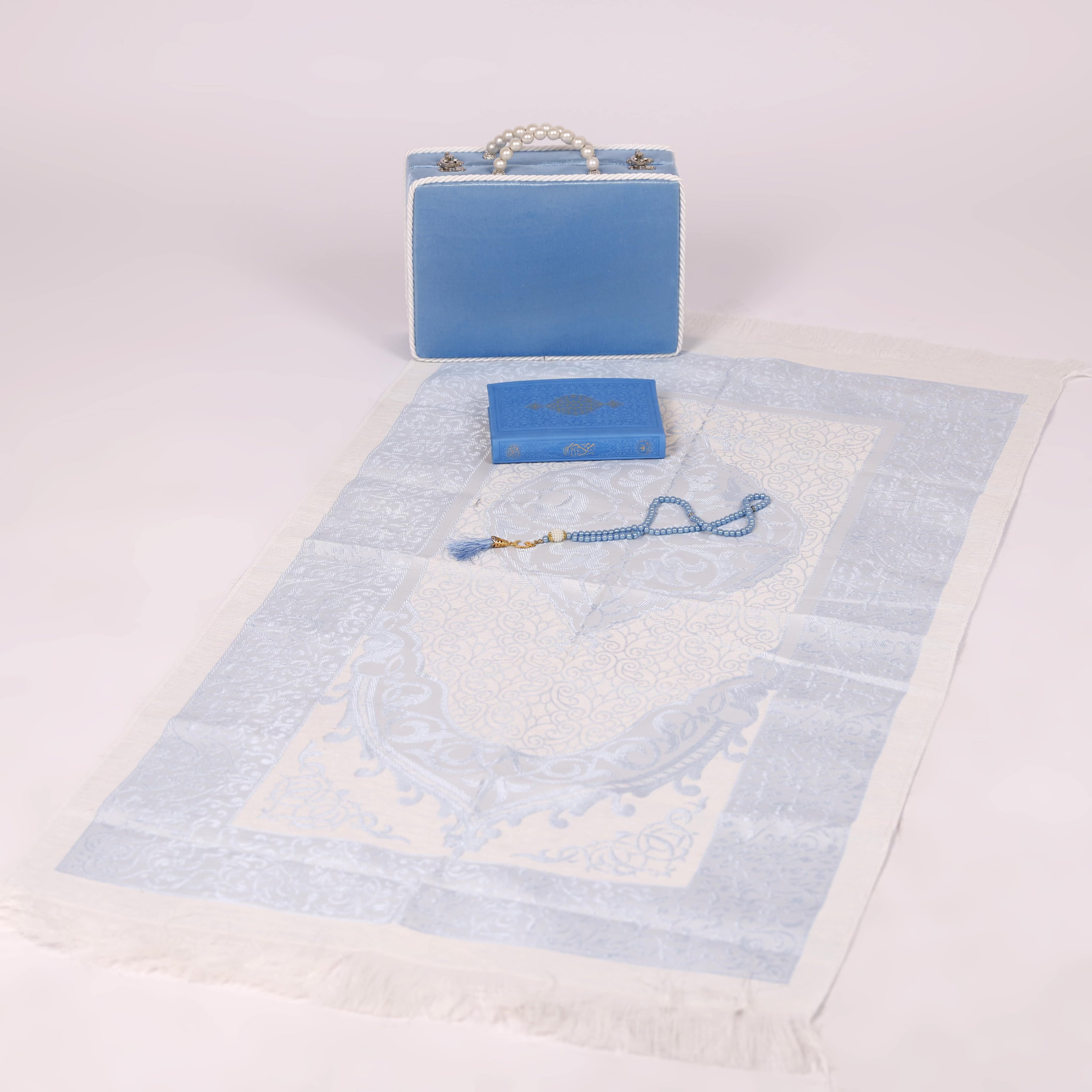 Blue Velvet Box with Pearls