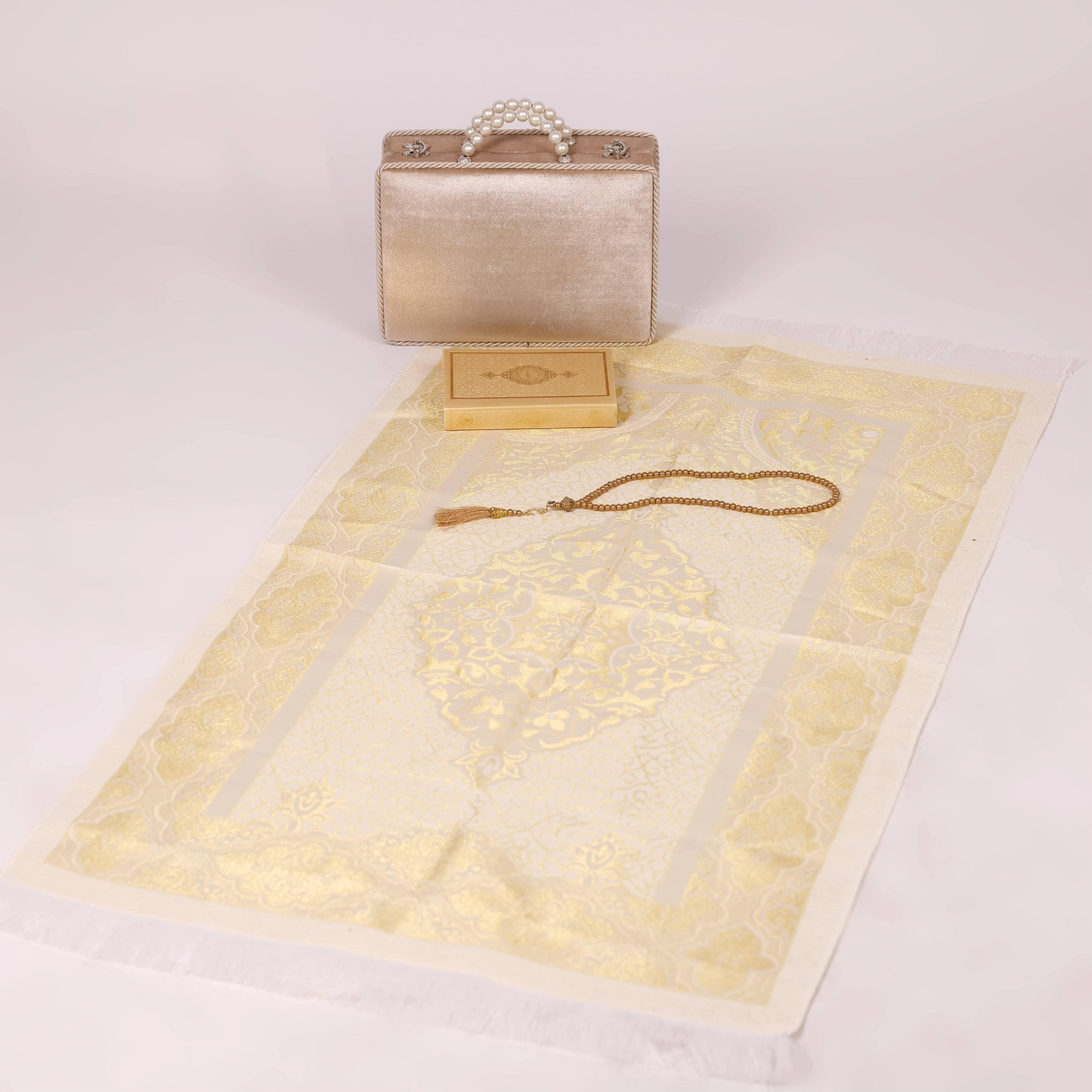 Gold Velvet Box with Pearls