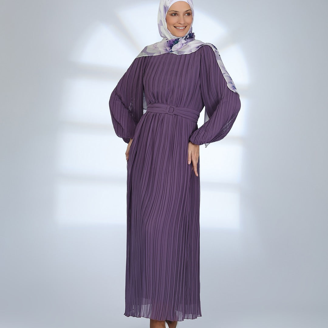 Lilac All-Plisse Abaya