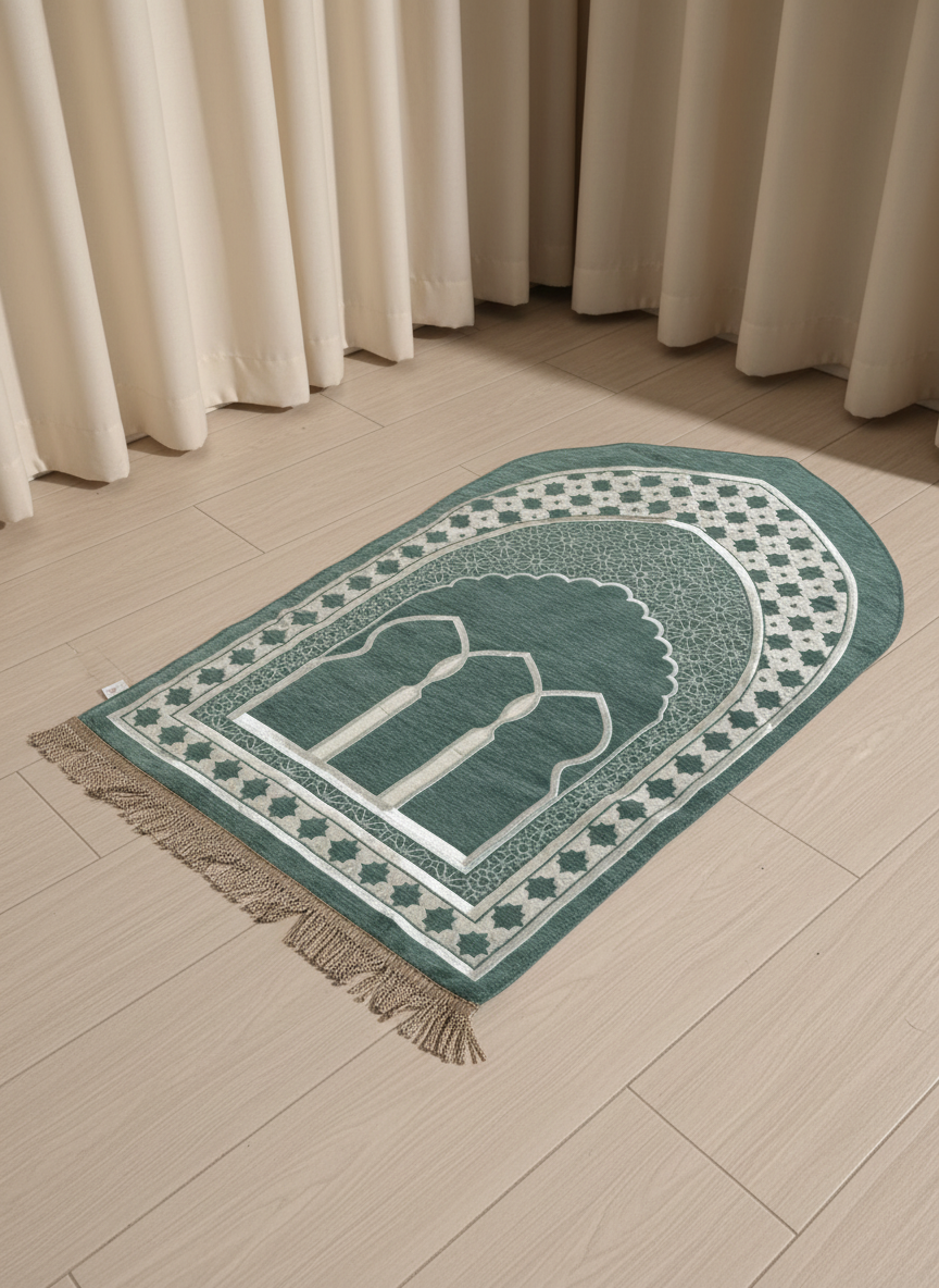 Teal Triple Arch Prayer Mat