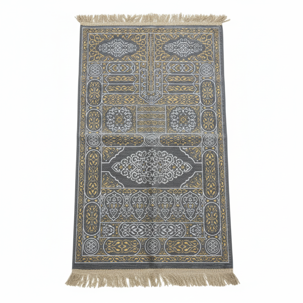 Velvet Padded Bab Al-Kaaba Premium Prayer Mat