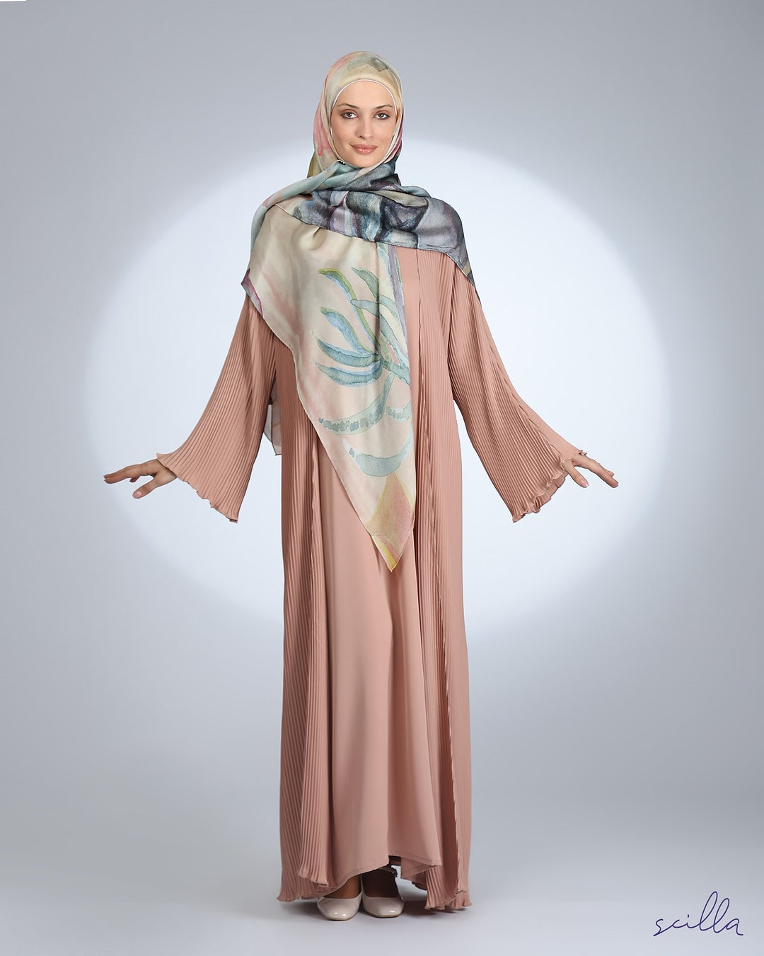 Pink Twin Plisse Abaya