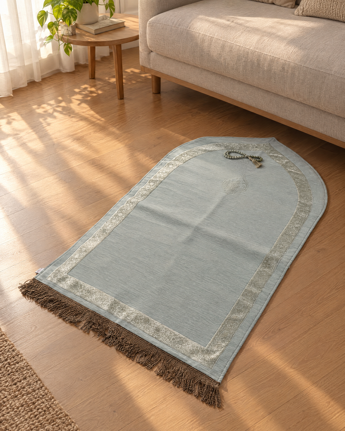 Minimalist Arch prayer mat in a living room