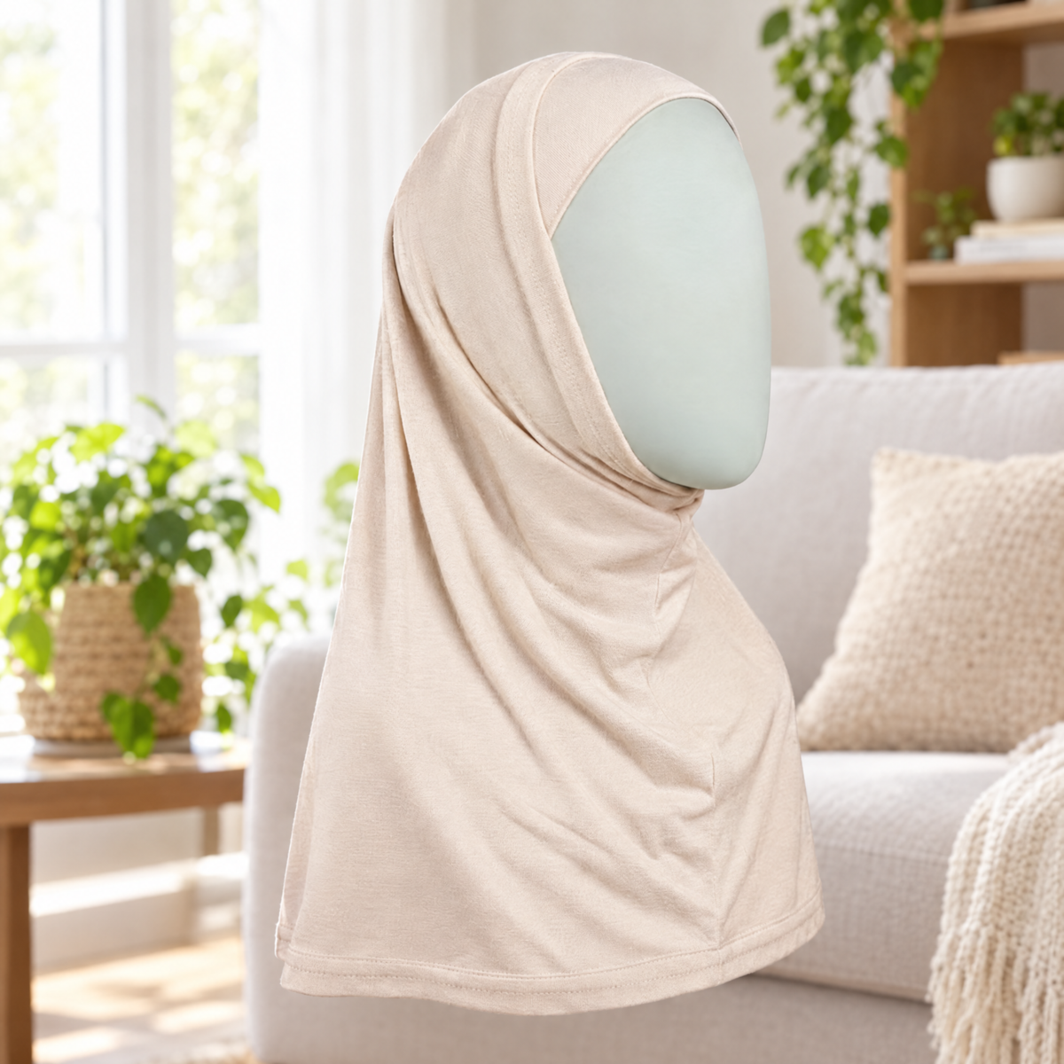 Full hijab Altobeh 2 pieces in a bright living room