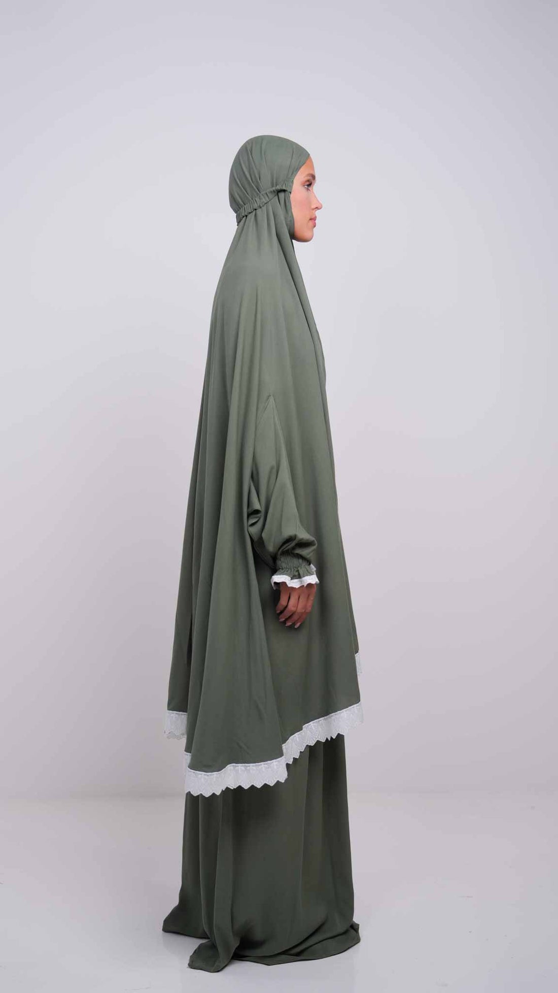 Olive Green Two Piece Prayer Gown