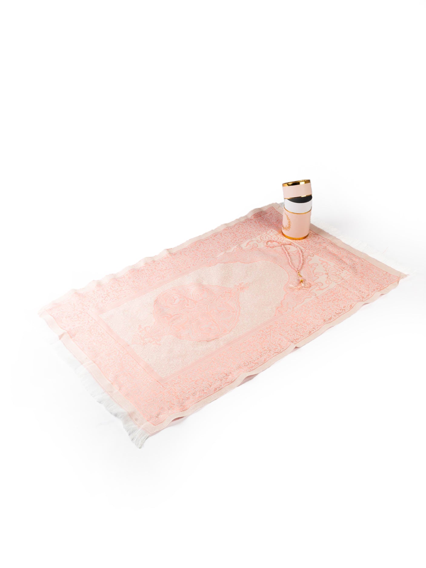 Pink Prayer Mat Set with Prayer Beads