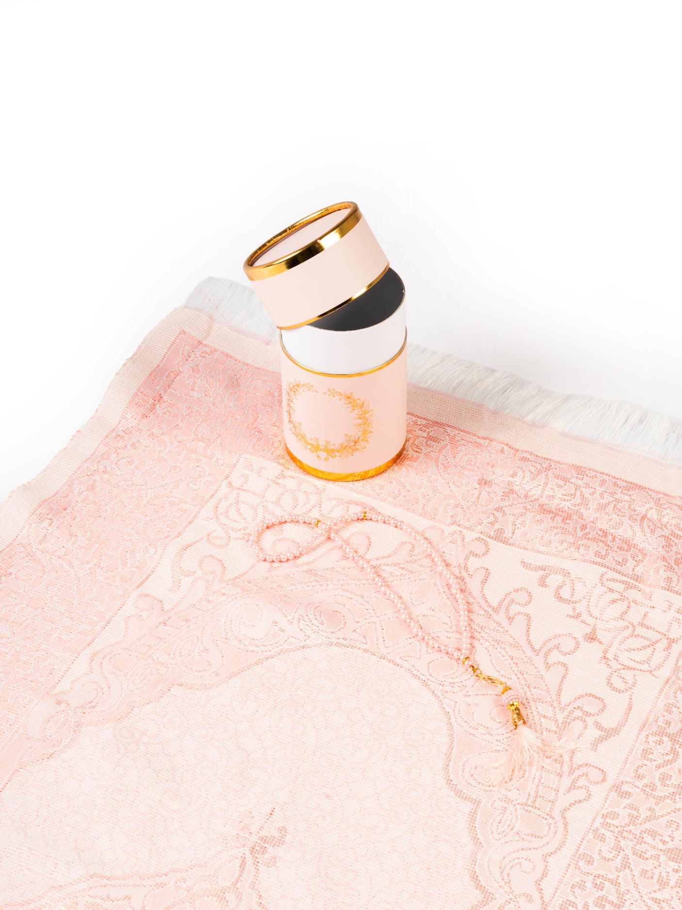 Pink Prayer Mat Set with Prayer Beads