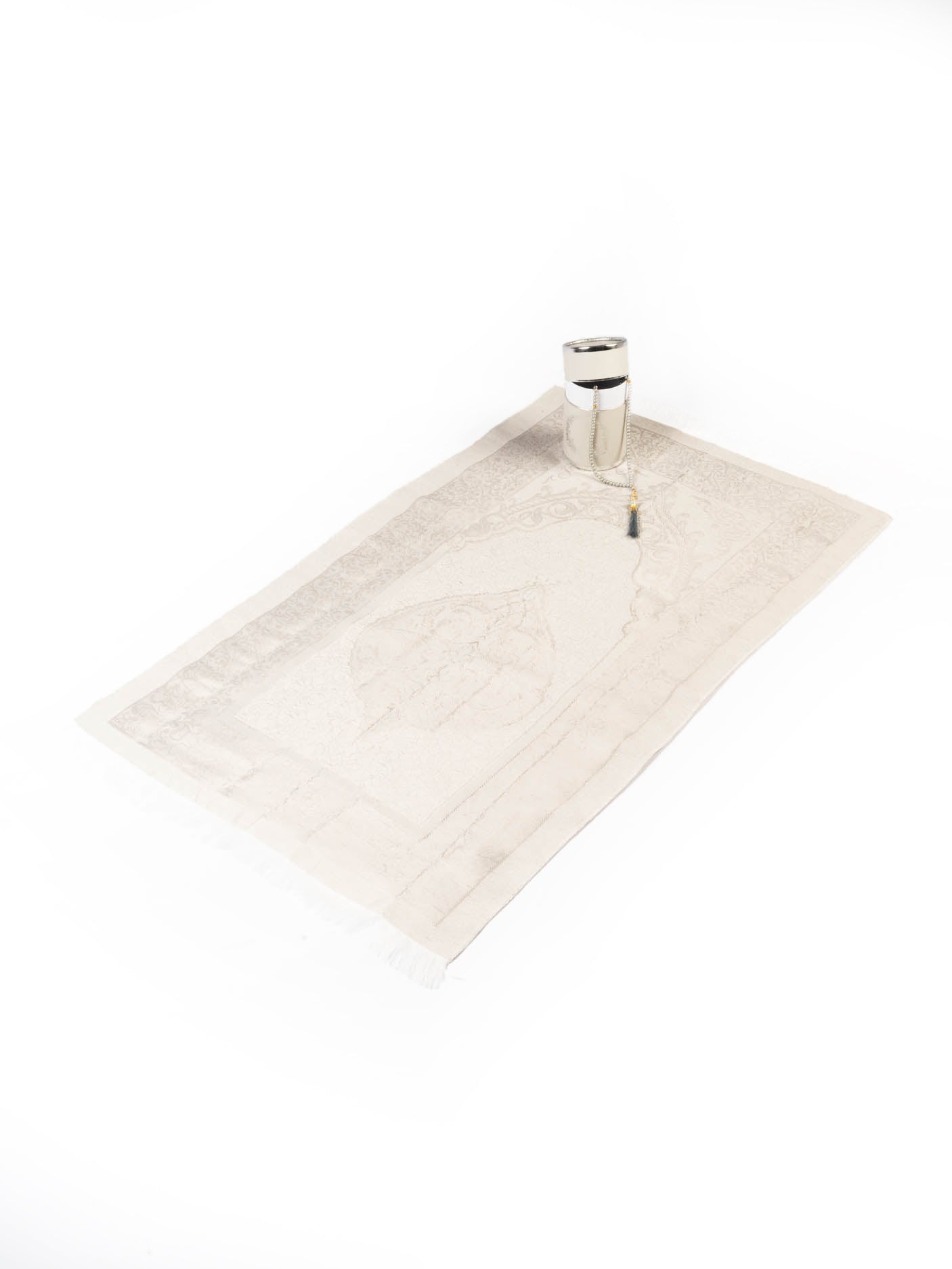 Silver Prayer Mat Set with Prayer Beads