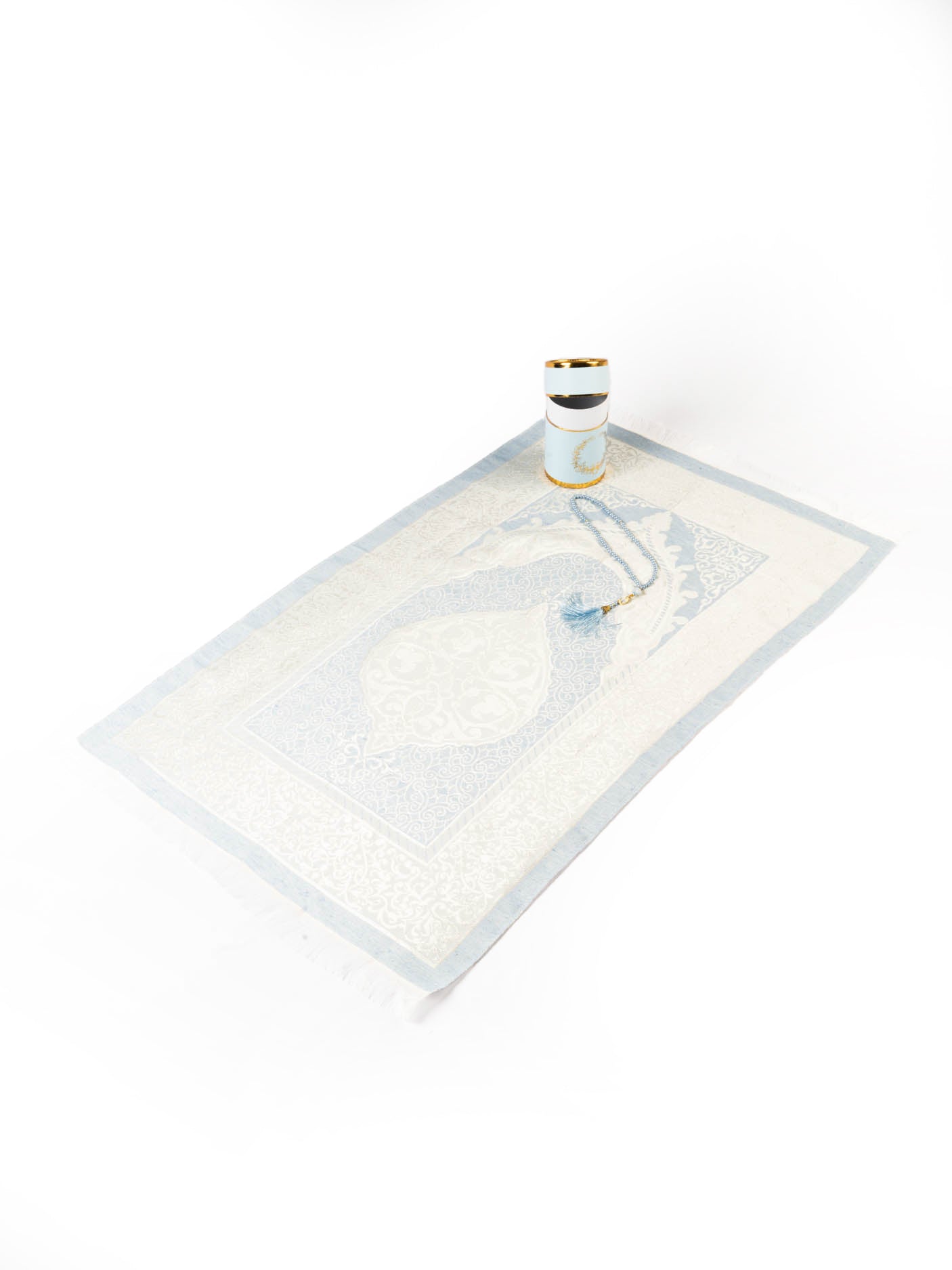 Blue Prayer Mat Set with Prayer Beads
