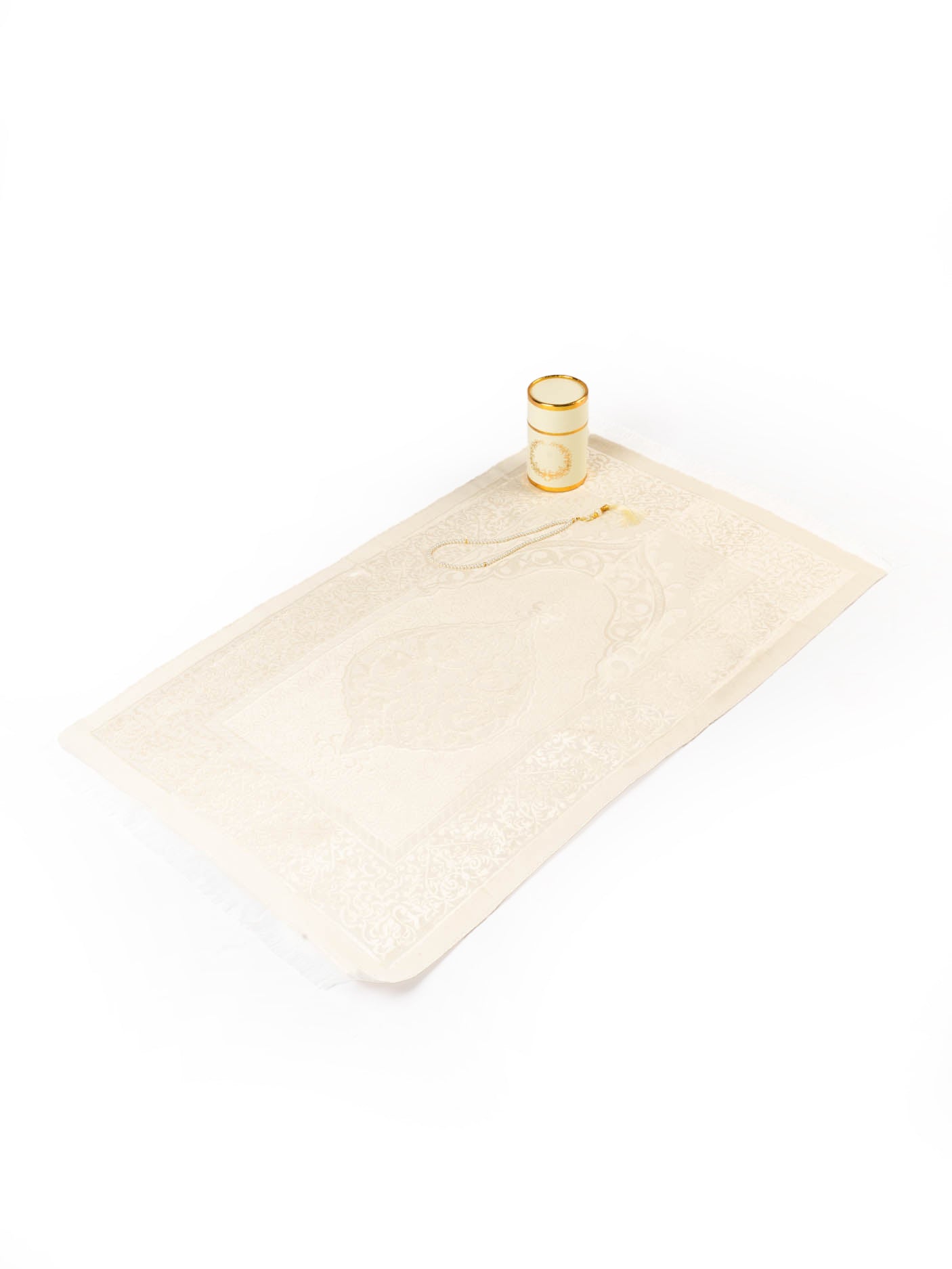Yellow Prayer Mat Set with Prayer Beads