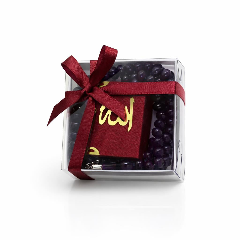 Burgundy Quran and Tasbih Set