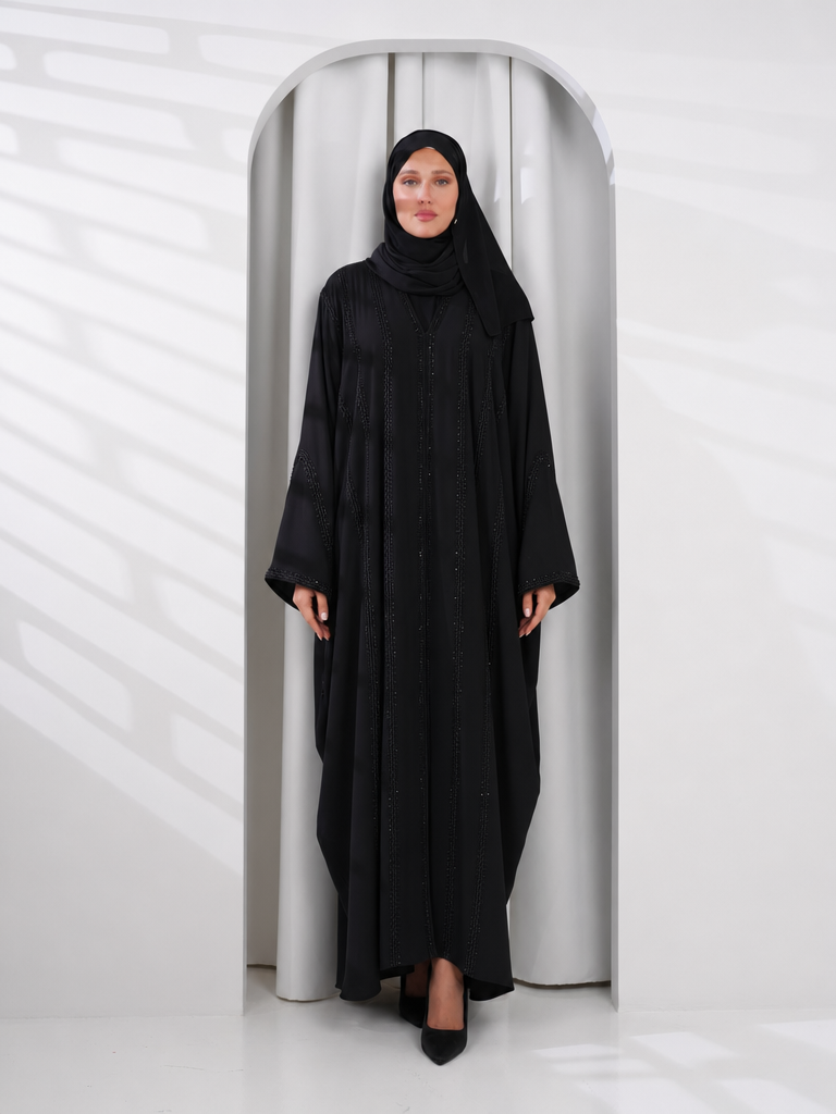 black butterfly with strass abaya