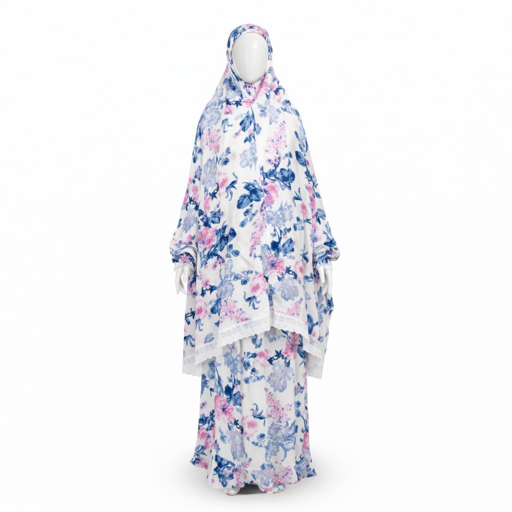 Ocean Bloom two piece prayer gown on mannequin
