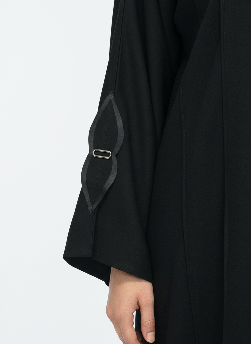 plain black khaliji abaya with laser cut
