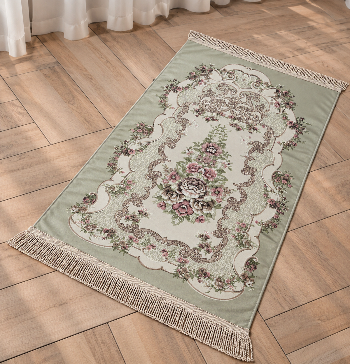 Satin Vintage Floral Elegance Prayer Mat