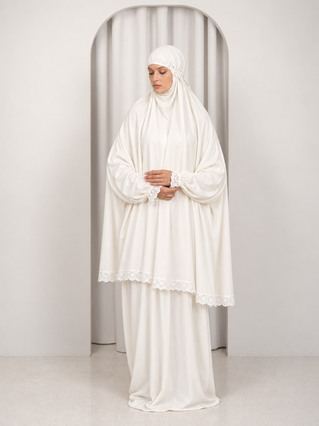 Off white prayer gown 2 pieces