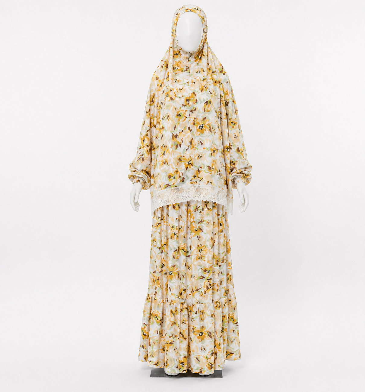 8 years kids prayer gown - white and orange - 2 pieces