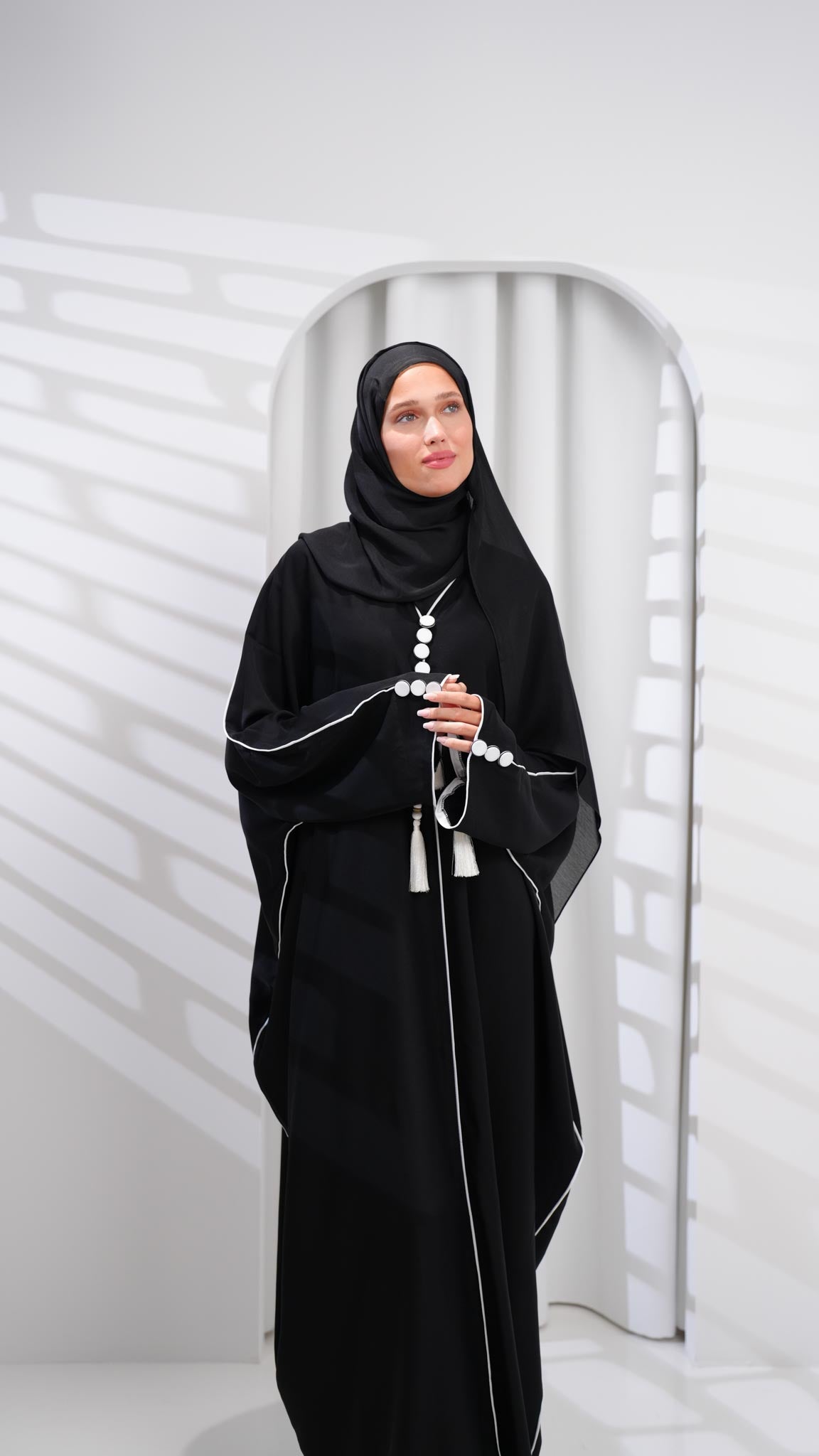 black butterfly khaliji abaya with tassels