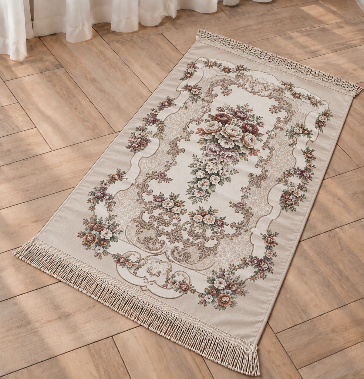 Satin Vintage Floral Elegance Prayer Mat
