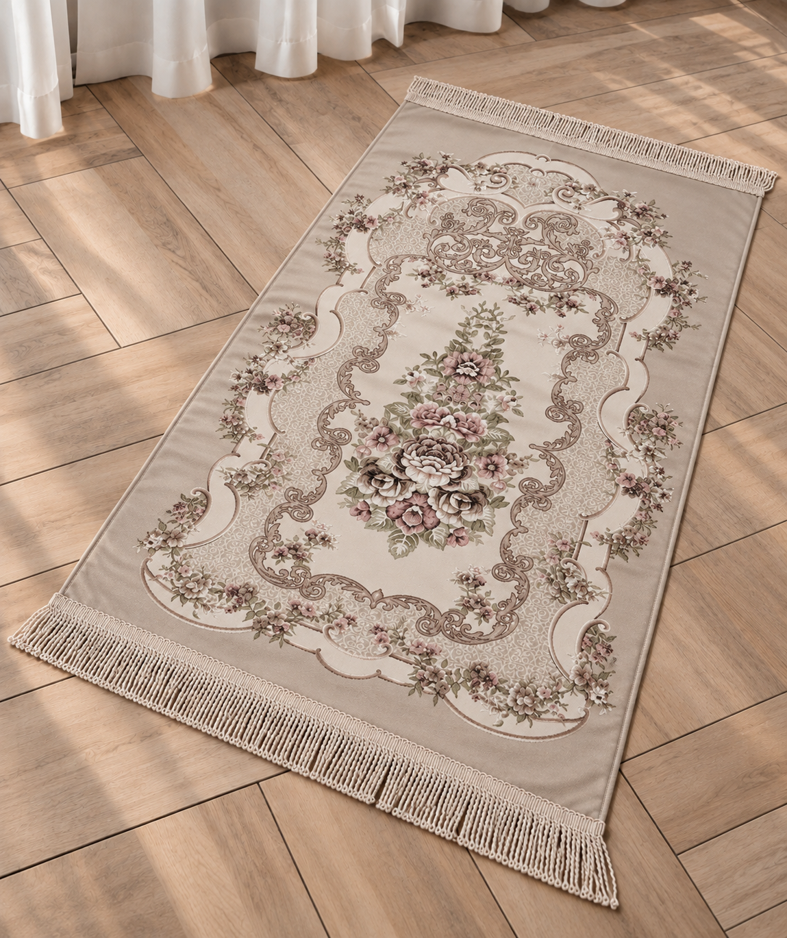 Satin Vintage Floral Elegance Prayer Mat