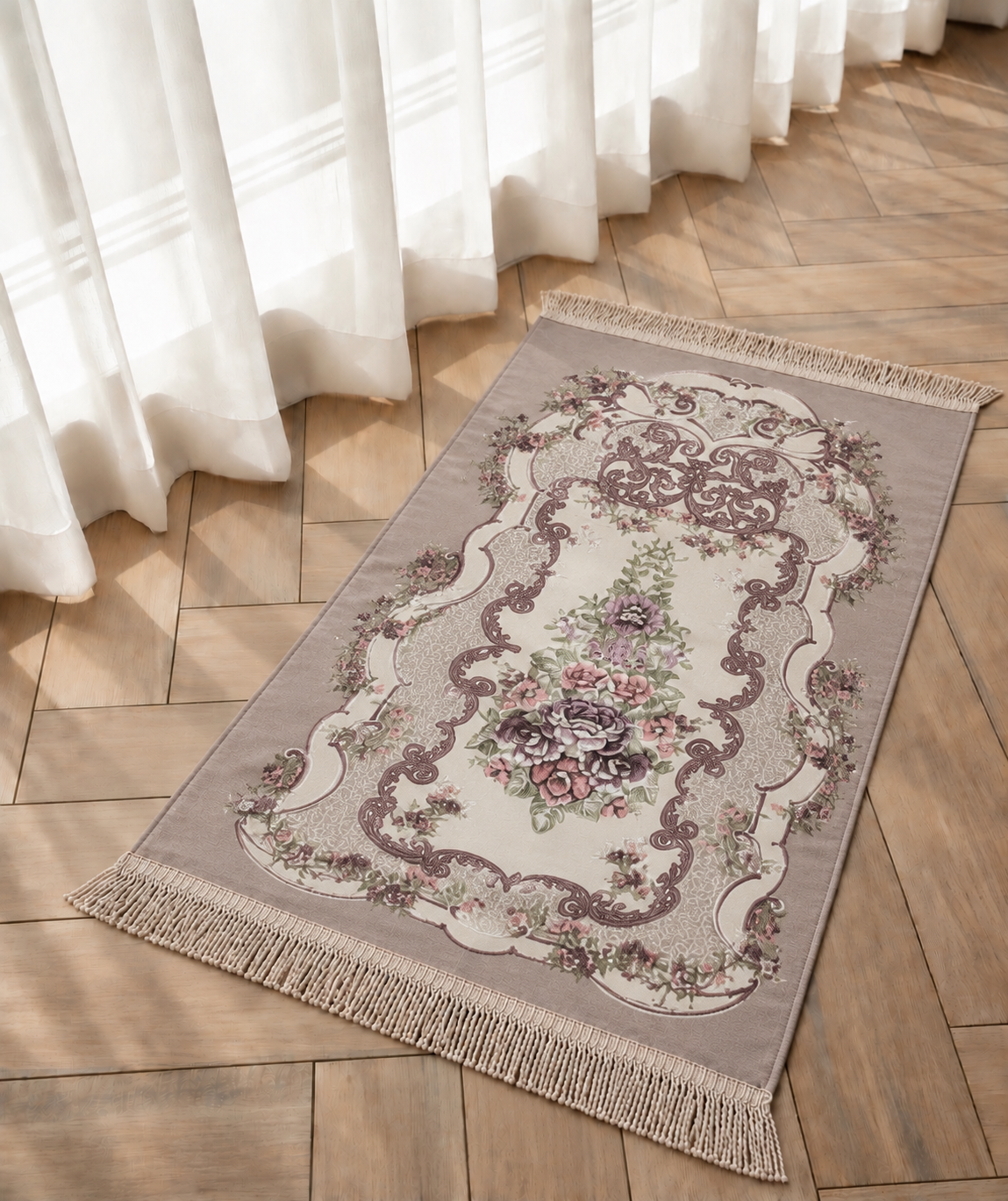 Satin Vintage Floral Elegance Prayer Mat