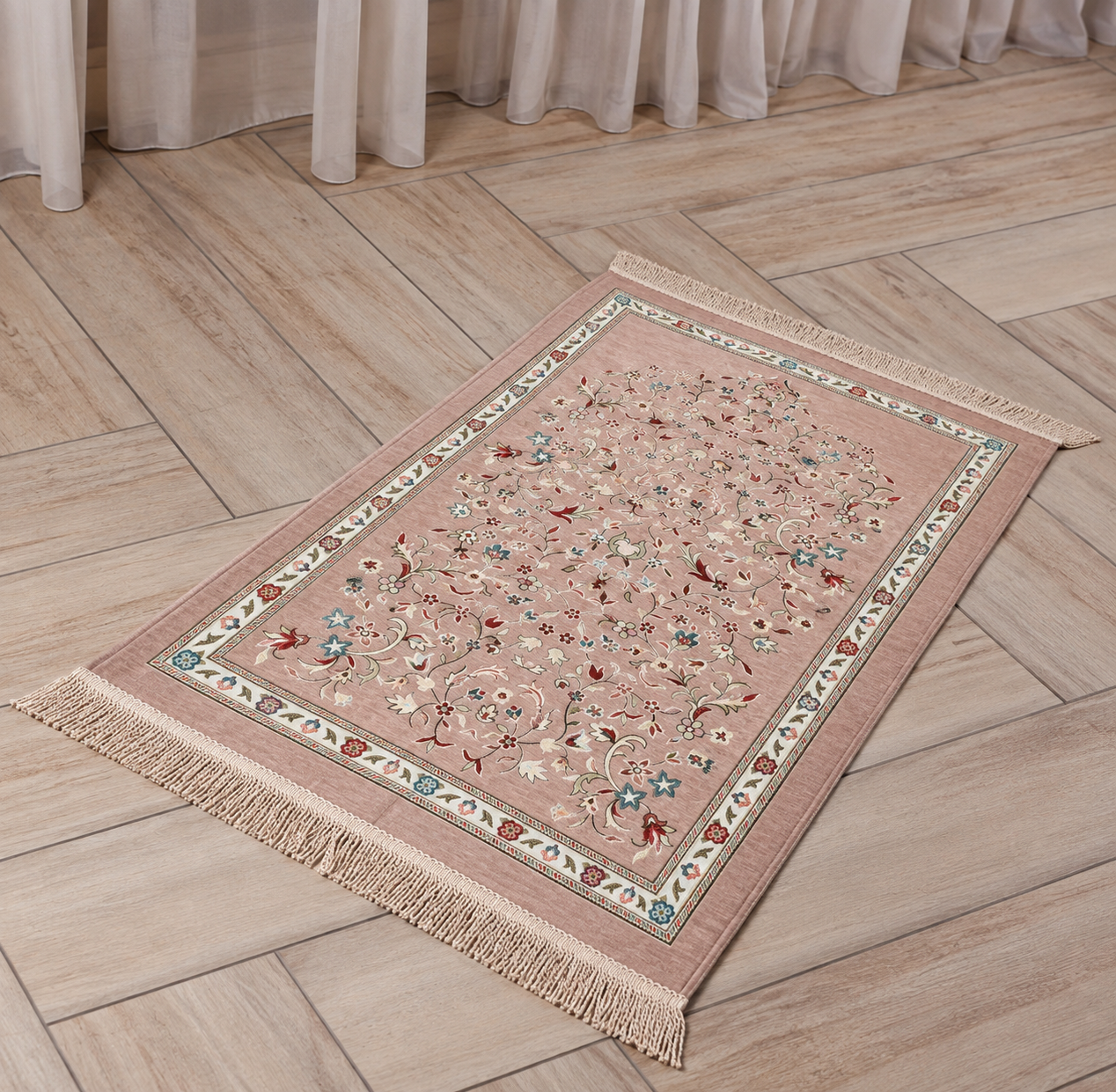 Embroided floral velvet prayer mat