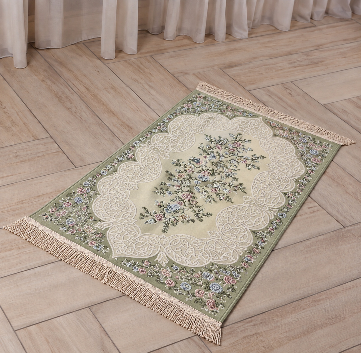 Satin padded floral premium prayer mat