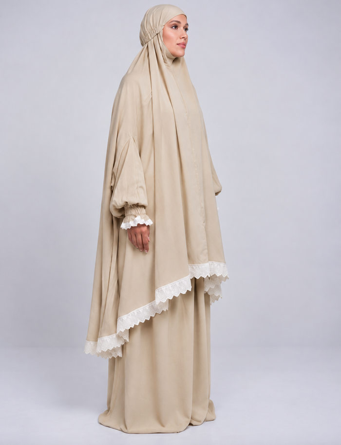Beige Two Piece Prayer Gown