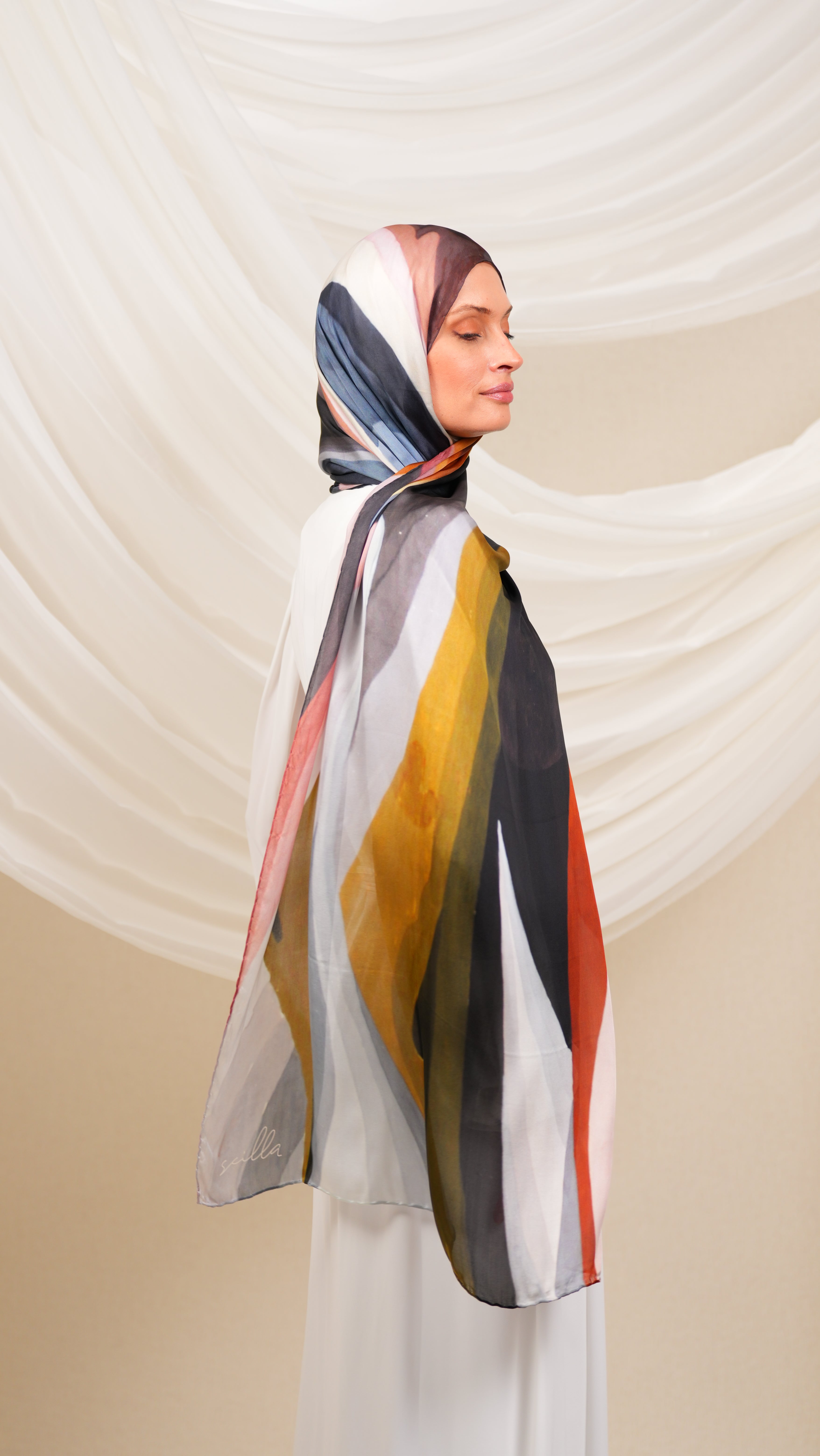 scilla Turkish  silk shawl Dtr1