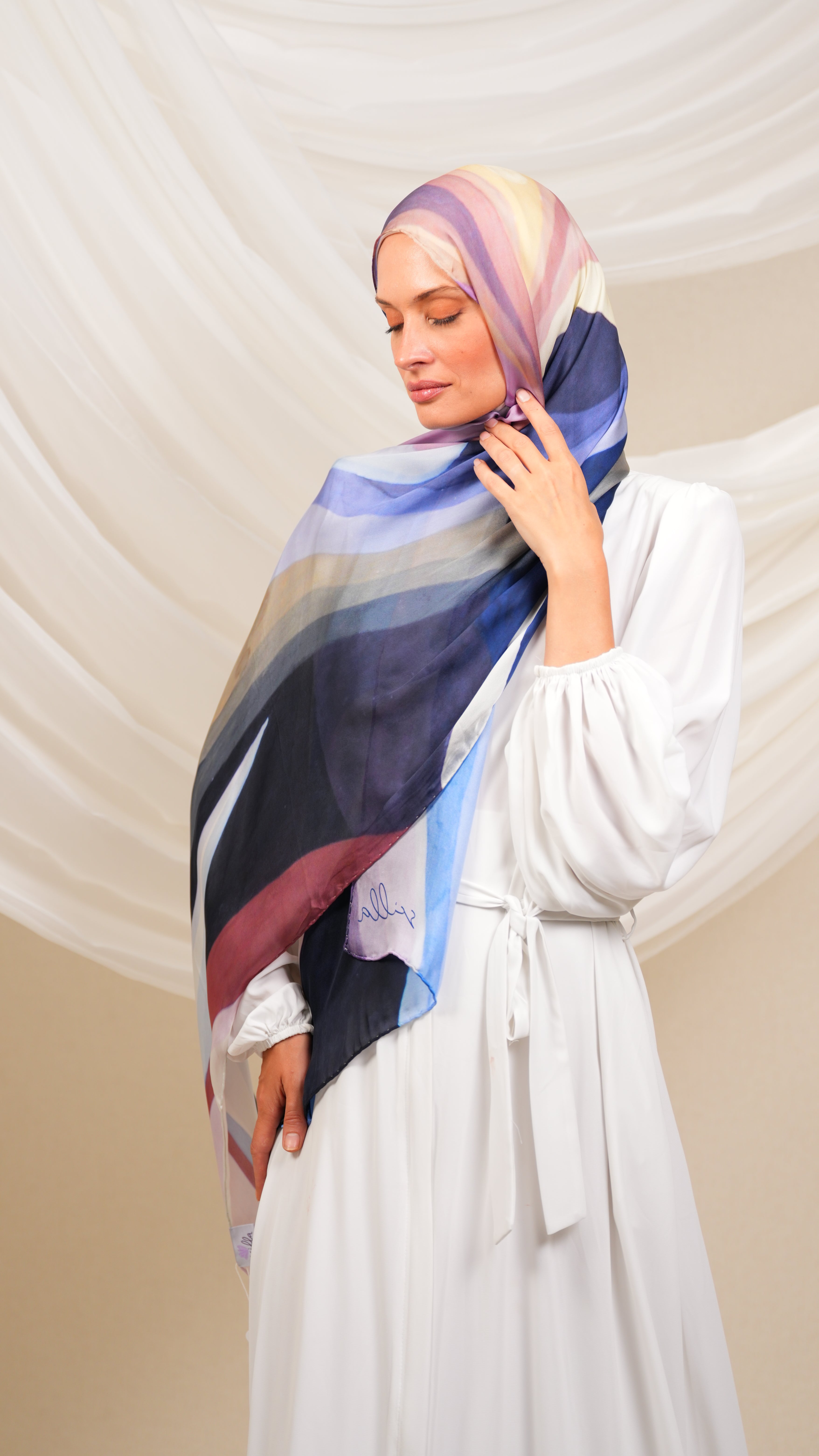 scilla Turkish  silk shawl Dtr2