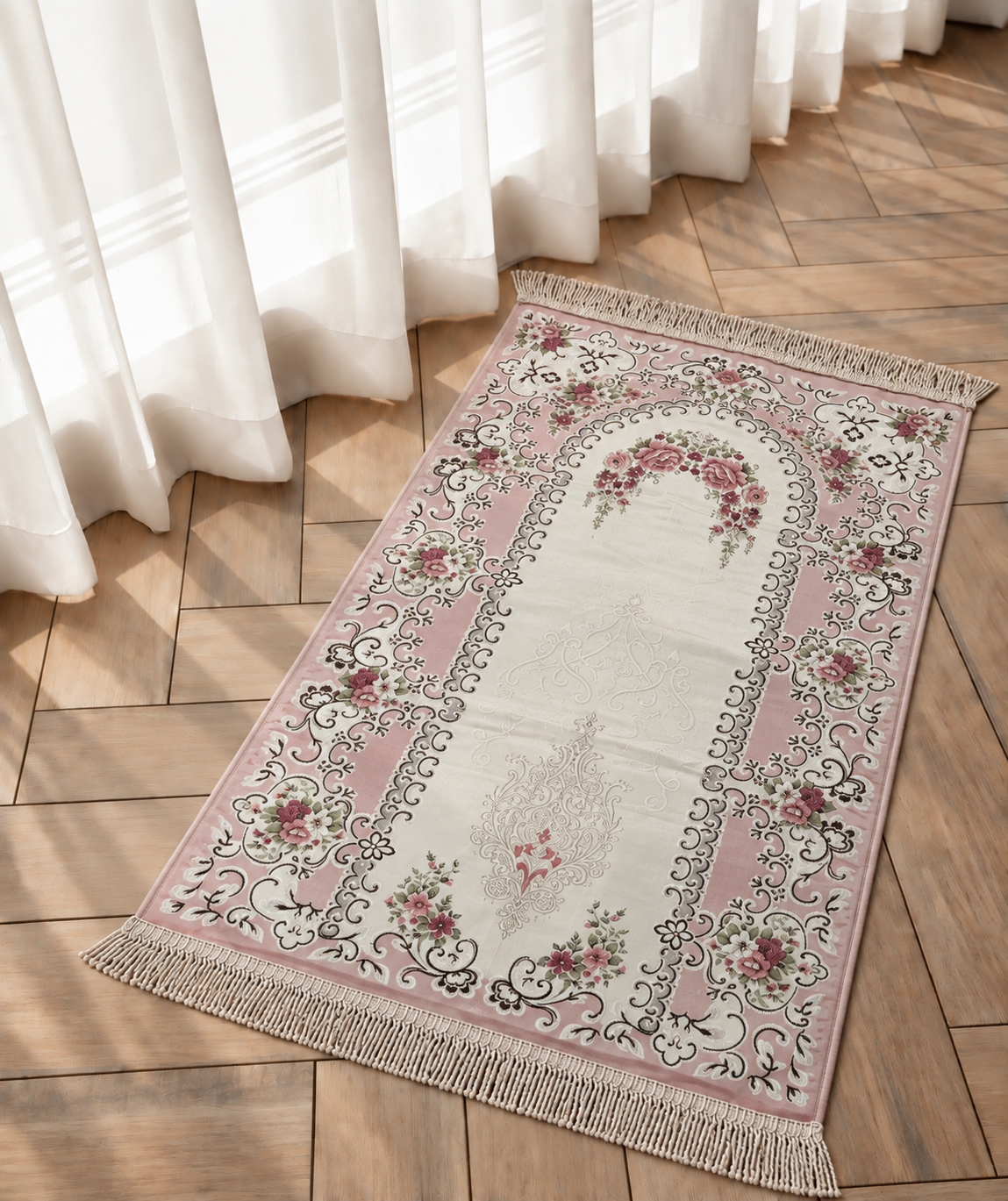 Satin floral prayer mat