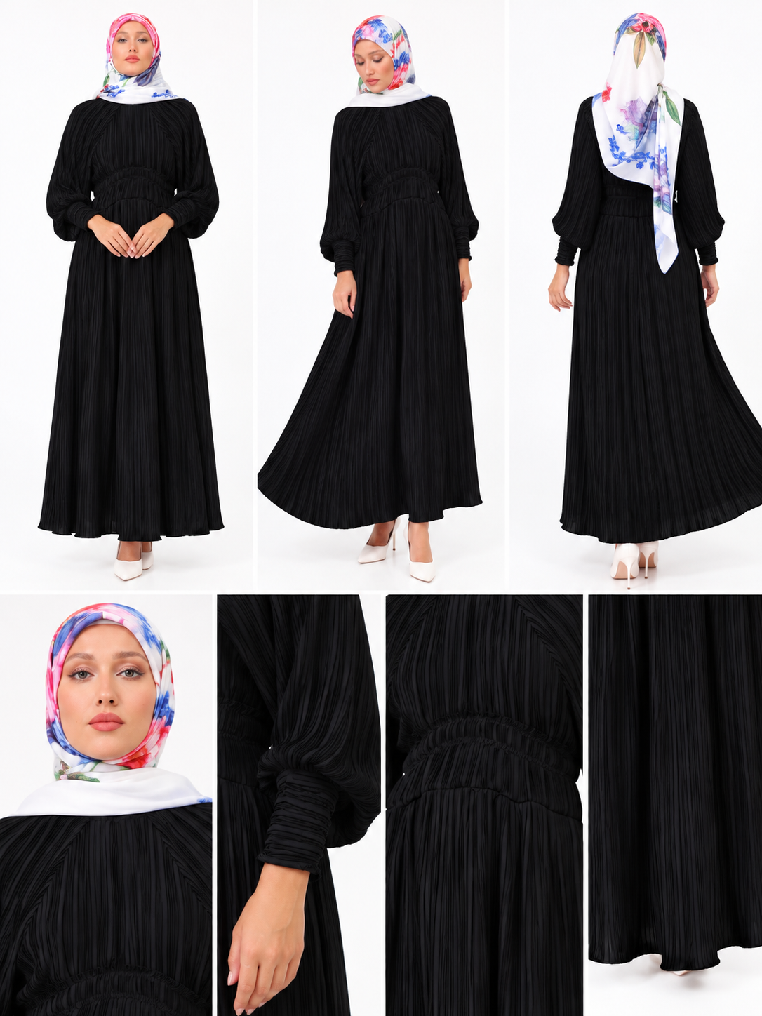 All Plisse Black Dress