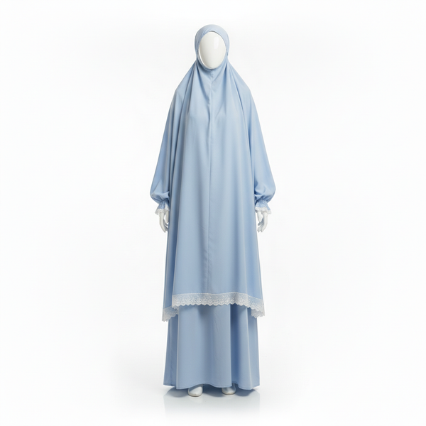 Light Blue Two Piece Prayer Gown